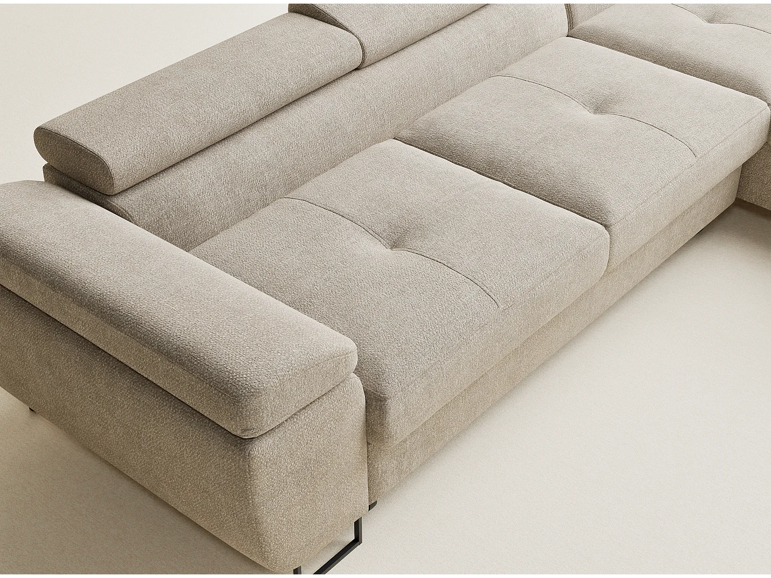 Hoekbank 4-zits met hoek rechts - van chenille stof - beige - CONCORD