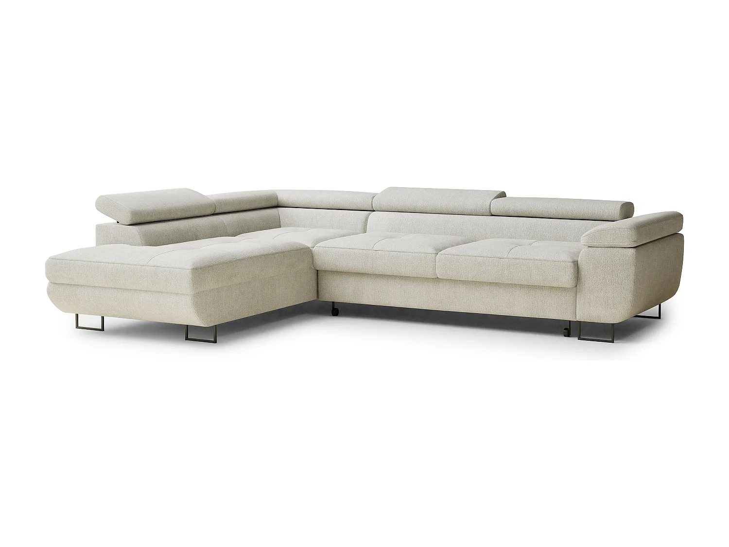 Hoekbank 4-zits met hoek links - van chenille stof - creme - CONCORD