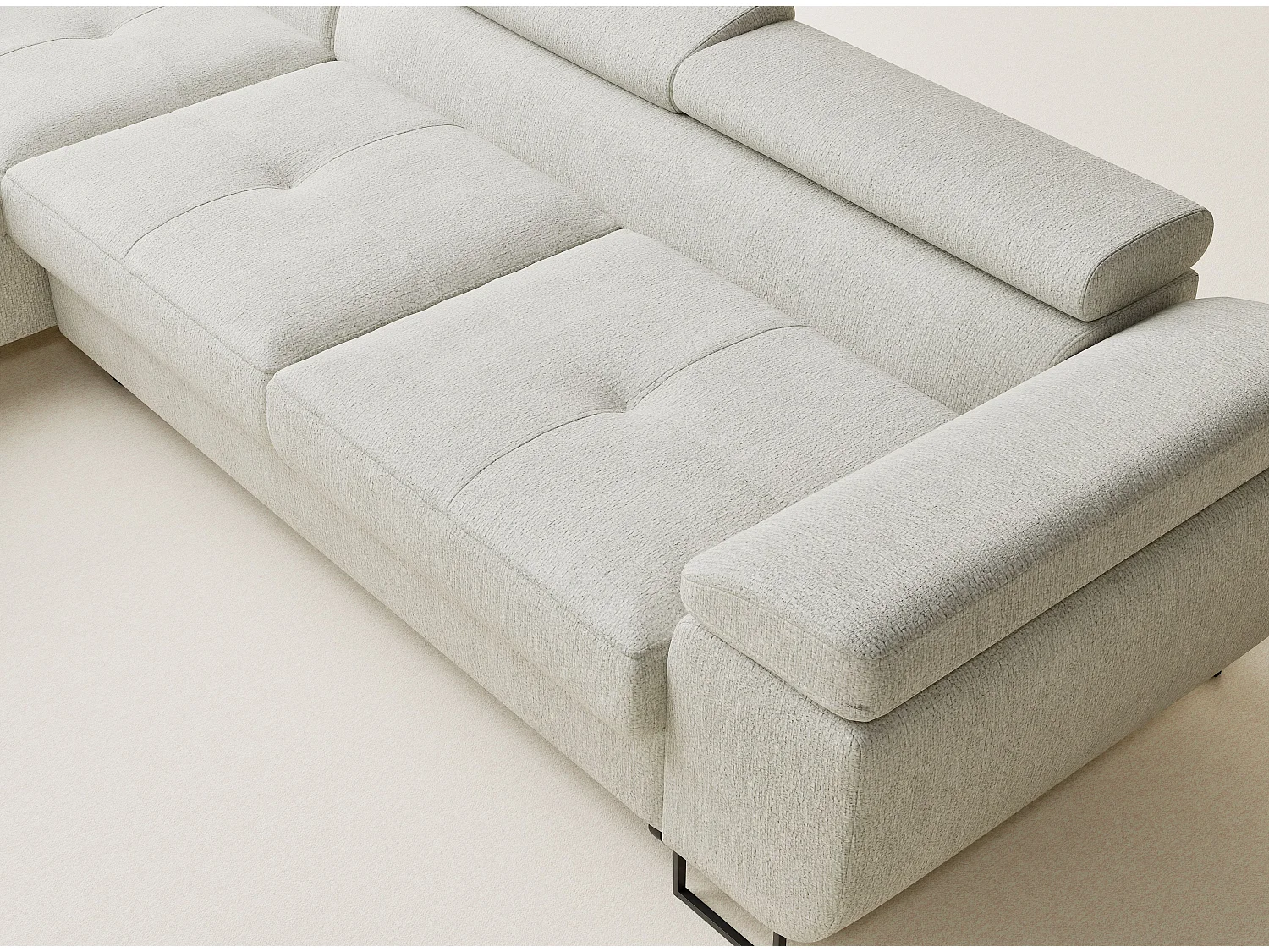 Hoekbank 4-zits met hoek links - van chenille stof - creme - CONCORD