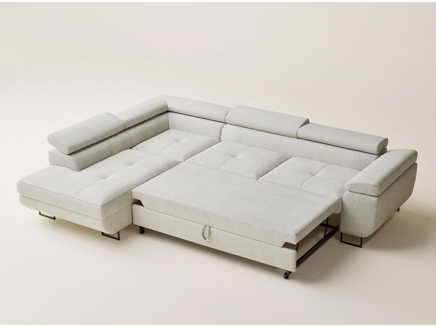 Hoekbank 4-zits met hoek links - van chenille stof - creme - CONCORD