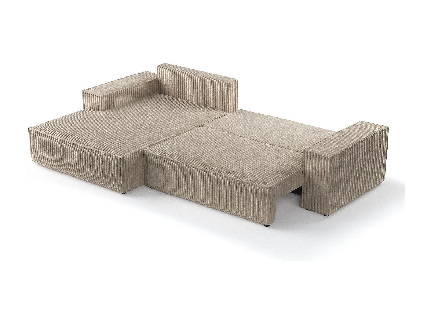 Canapé d'angle gauche 5 places en tissu en peluche brun clair MAZE