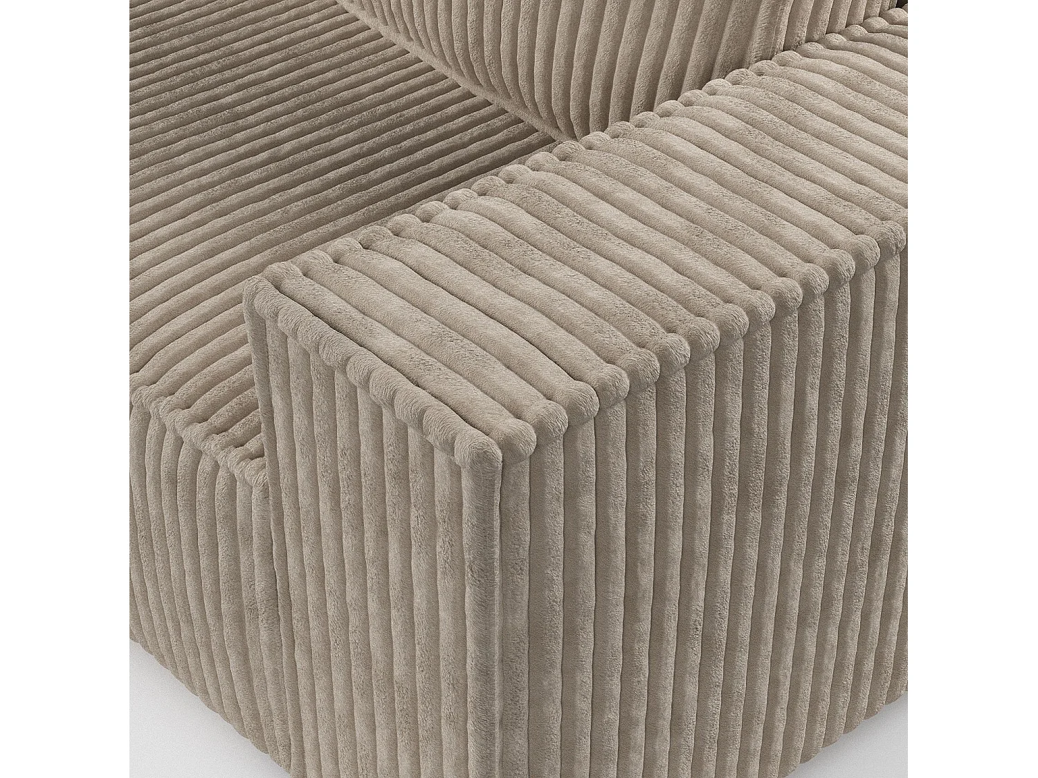 Canapé d'angle gauche 5 places en tissu en peluche brun clair MAZE