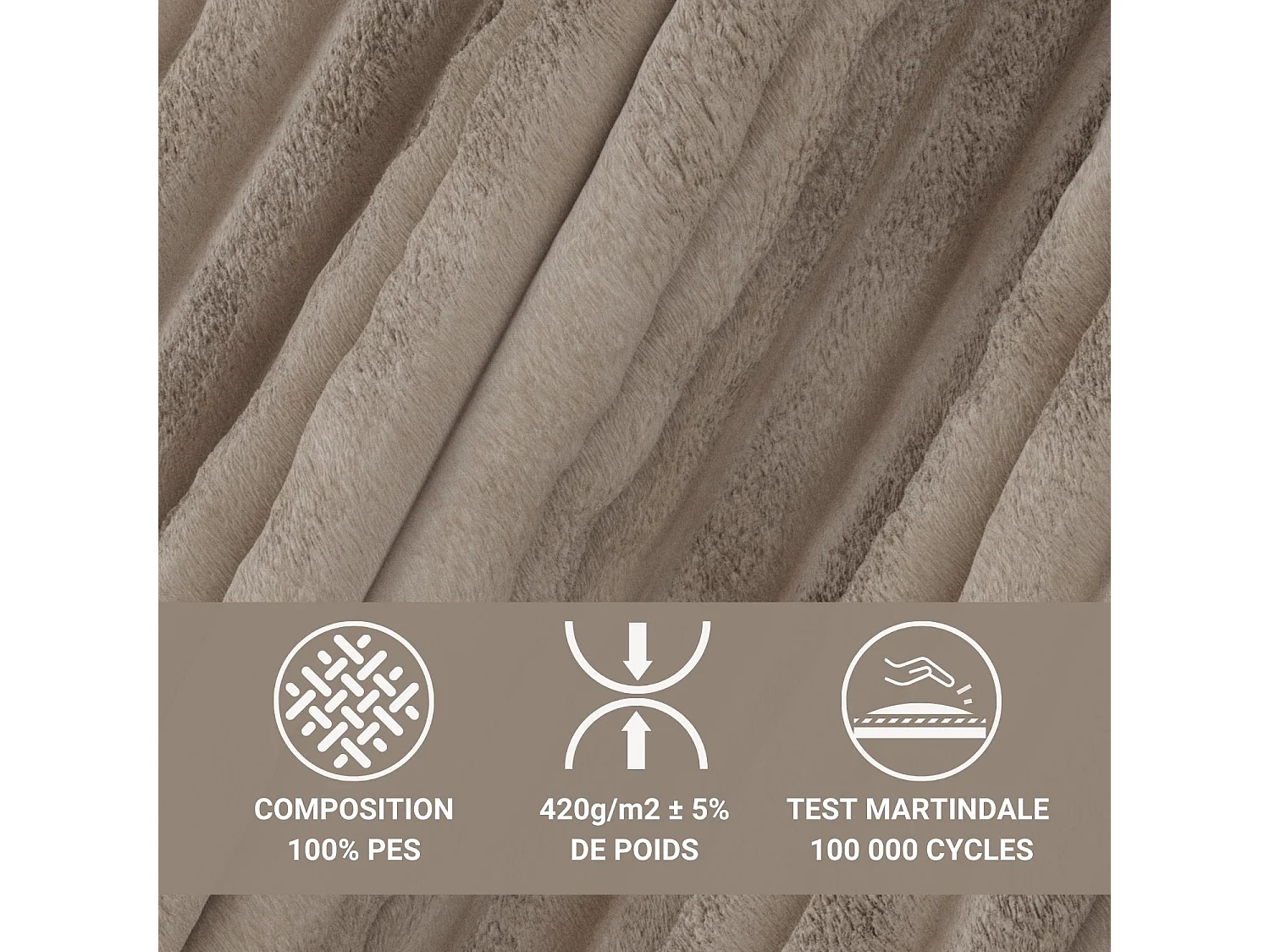 Canapé d'angle gauche 5 places en tissu en peluche brun clair MAZE