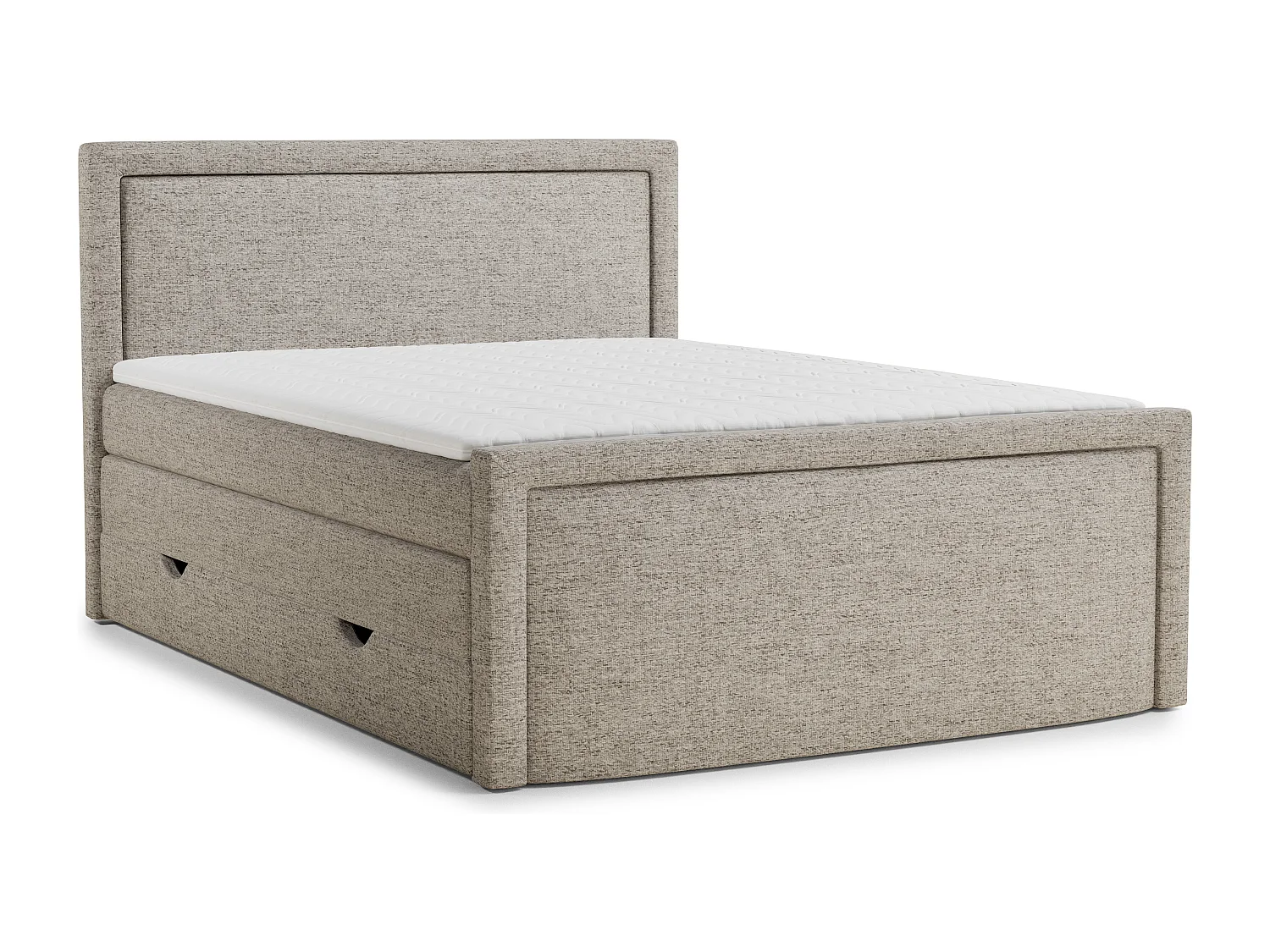 Boxspringbed met hoofdbord + matras + dekmatras - 200x200 cm - lichtbruin - FRESCO