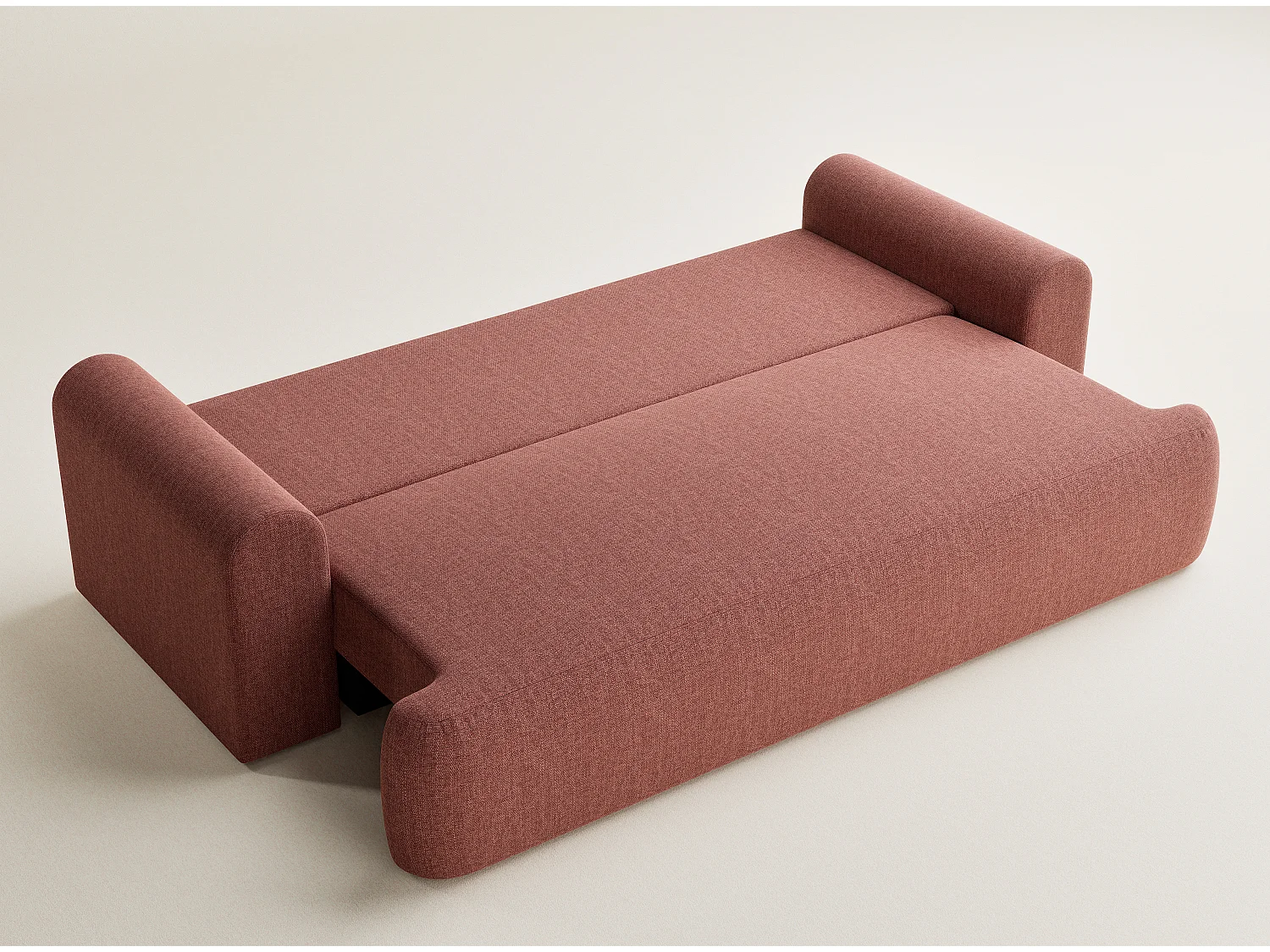 Canapé 3 places convertible en tissu tressé corail TOLUCA