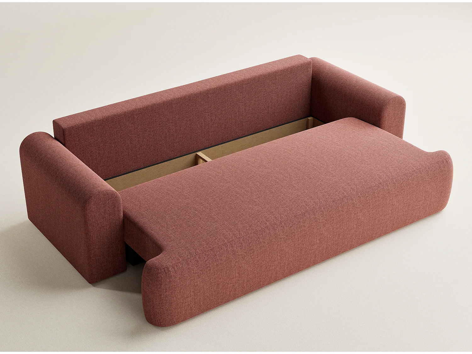 Canapé 3 places convertible en tissu tressé corail TOLUCA