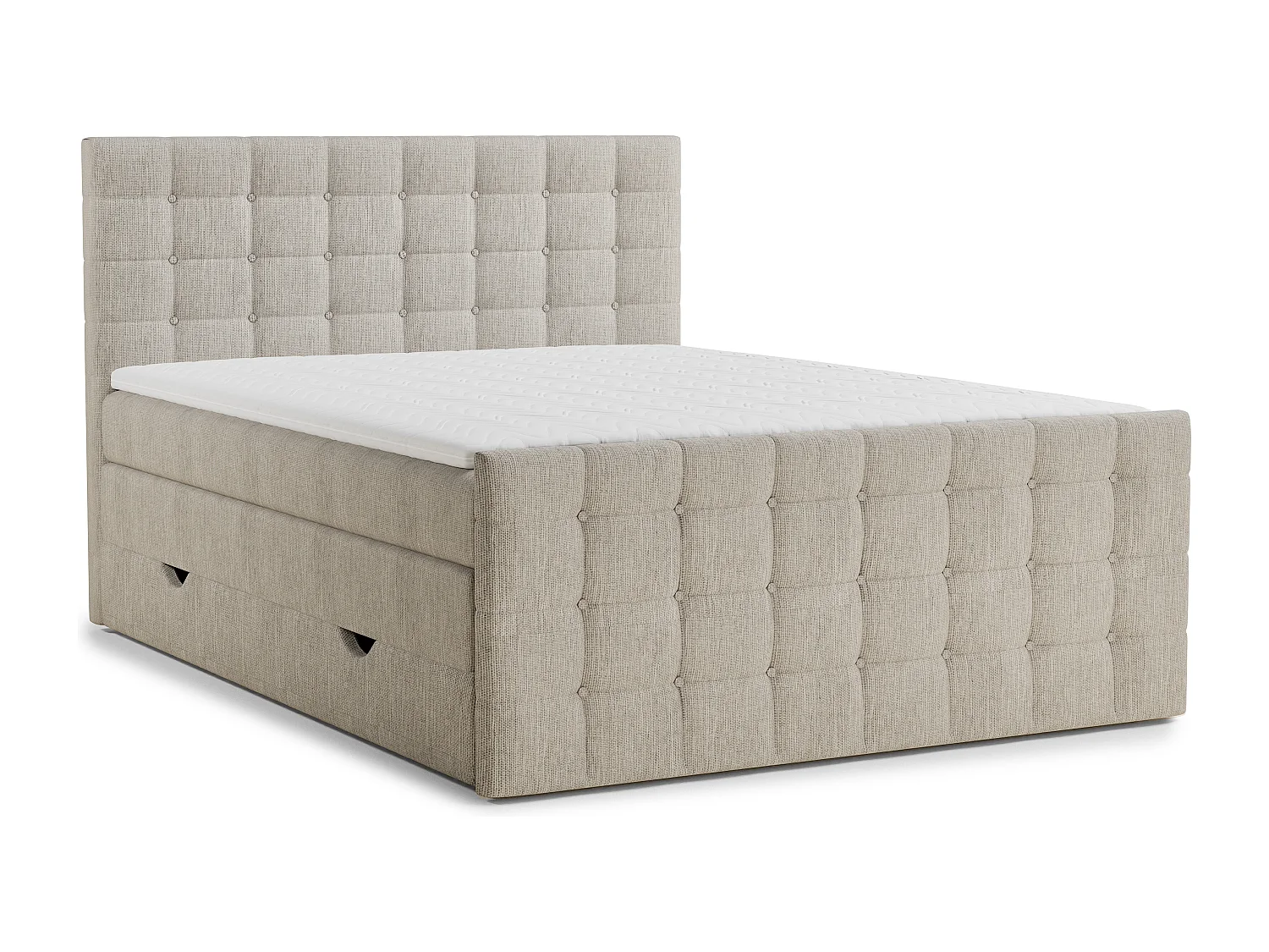 Boxspringbed met hoofdbord + matras + dekmatras - 200x200 cm - beige - TASCA