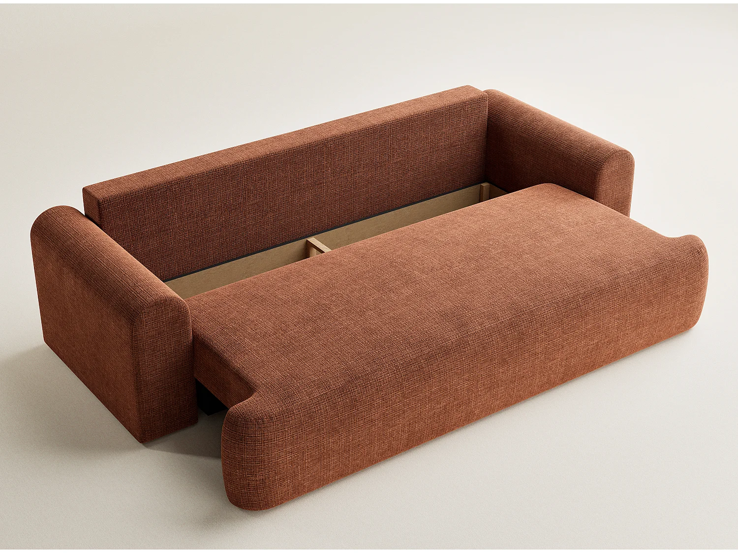 3-zits slaapbank met opbergruimte - chenille stof - koper - TOLUCA