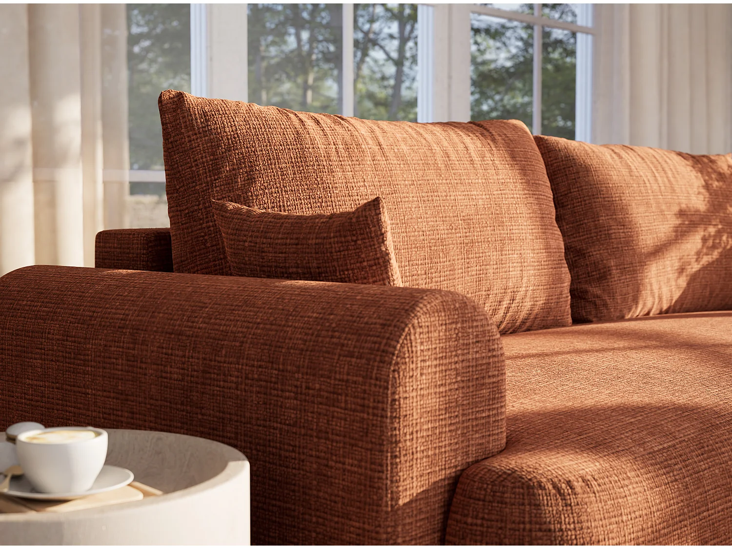 3-zits slaapbank met opbergruimte - chenille stof - koper - TOLUCA