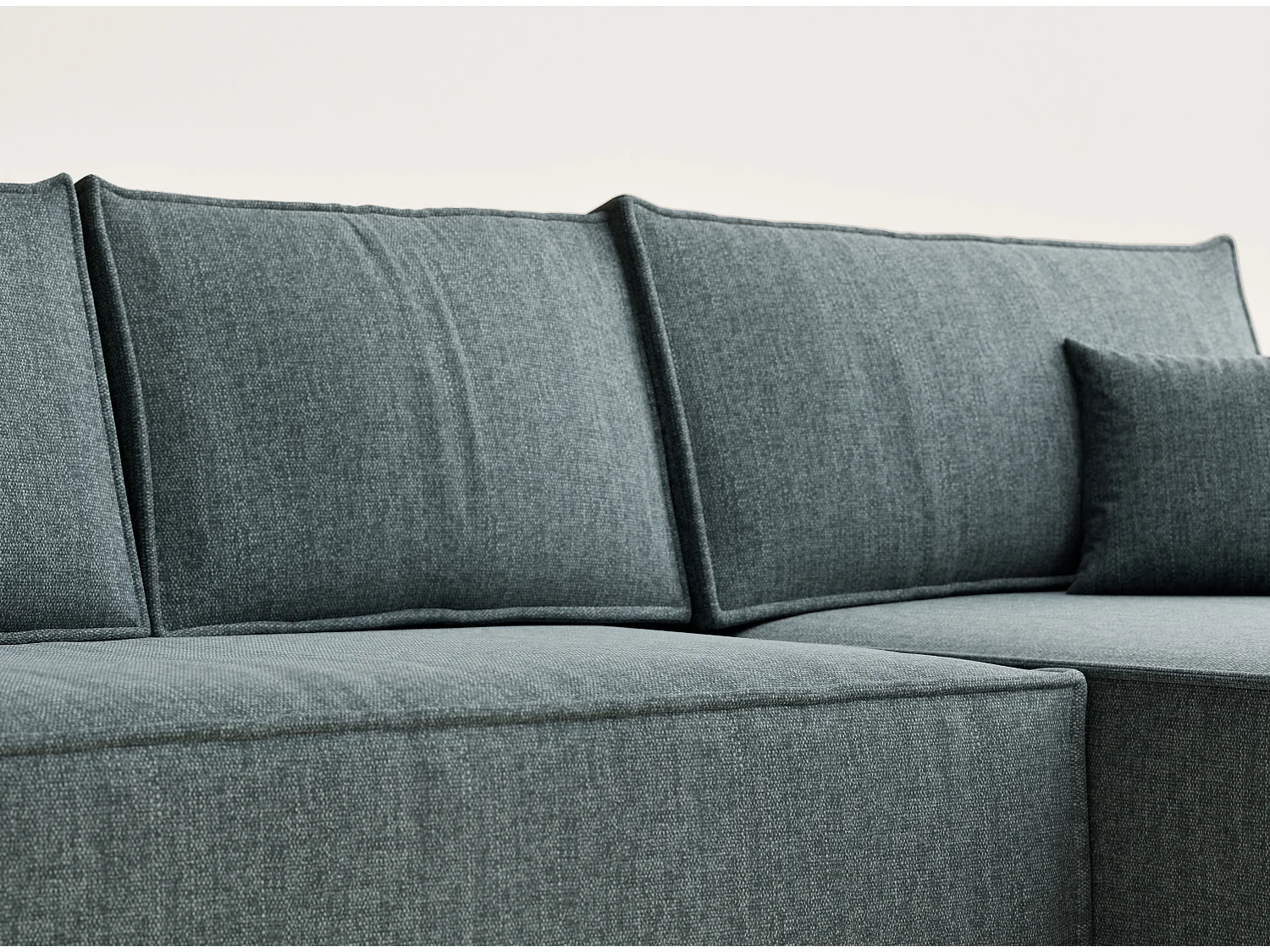 Narożnik prawostronny 5-osobowy rozkładany w tkaninie plecionej - niebieski - MAZE