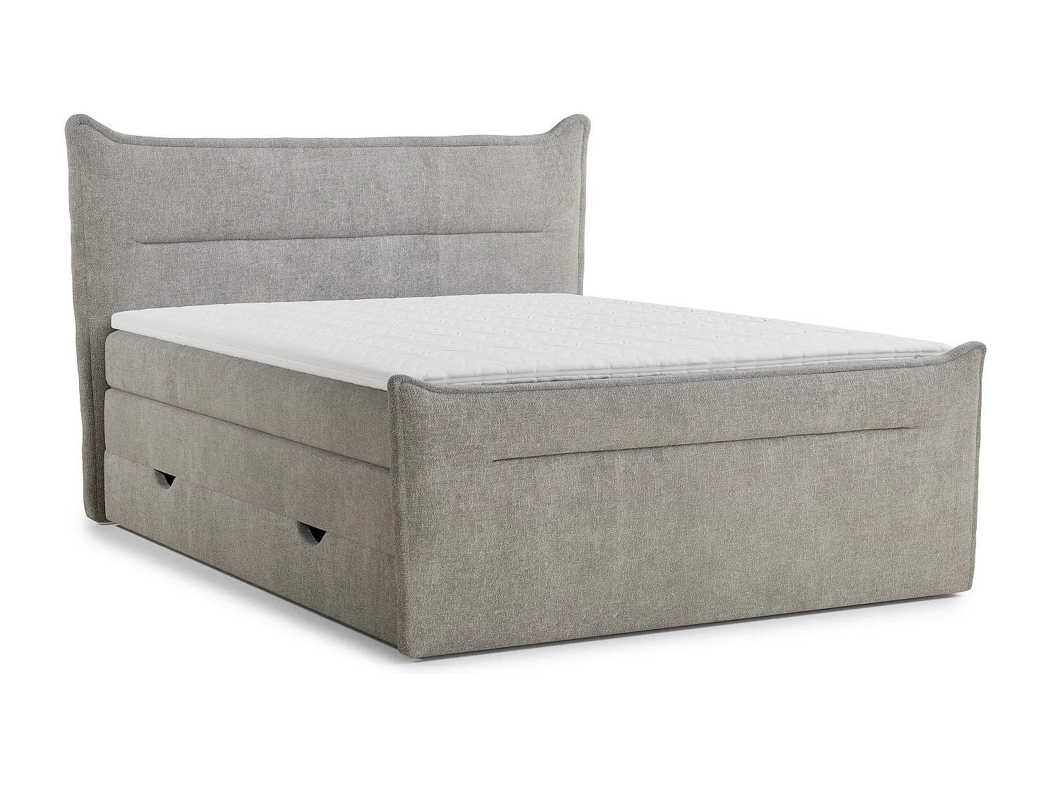 Boxspringbed met hoofdbord + matras + dekmatras - 180x200 cm - beige grijs - PELINO