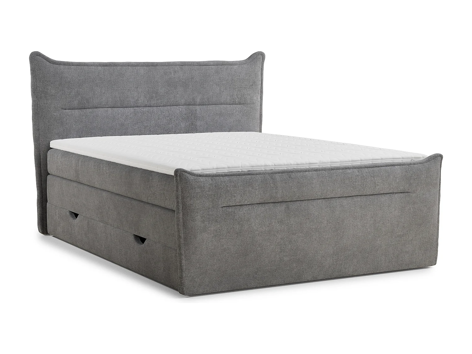 Boxspringbed met hoofdbord + matras + dekmatras - 160x200 cm - grijs - PELINO