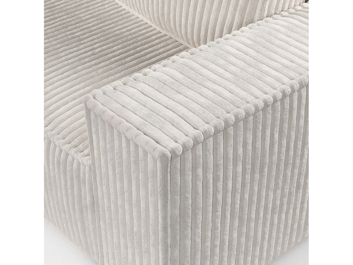 Canapé d'angle gauche 5 places en tissu en peluche creme MAZE