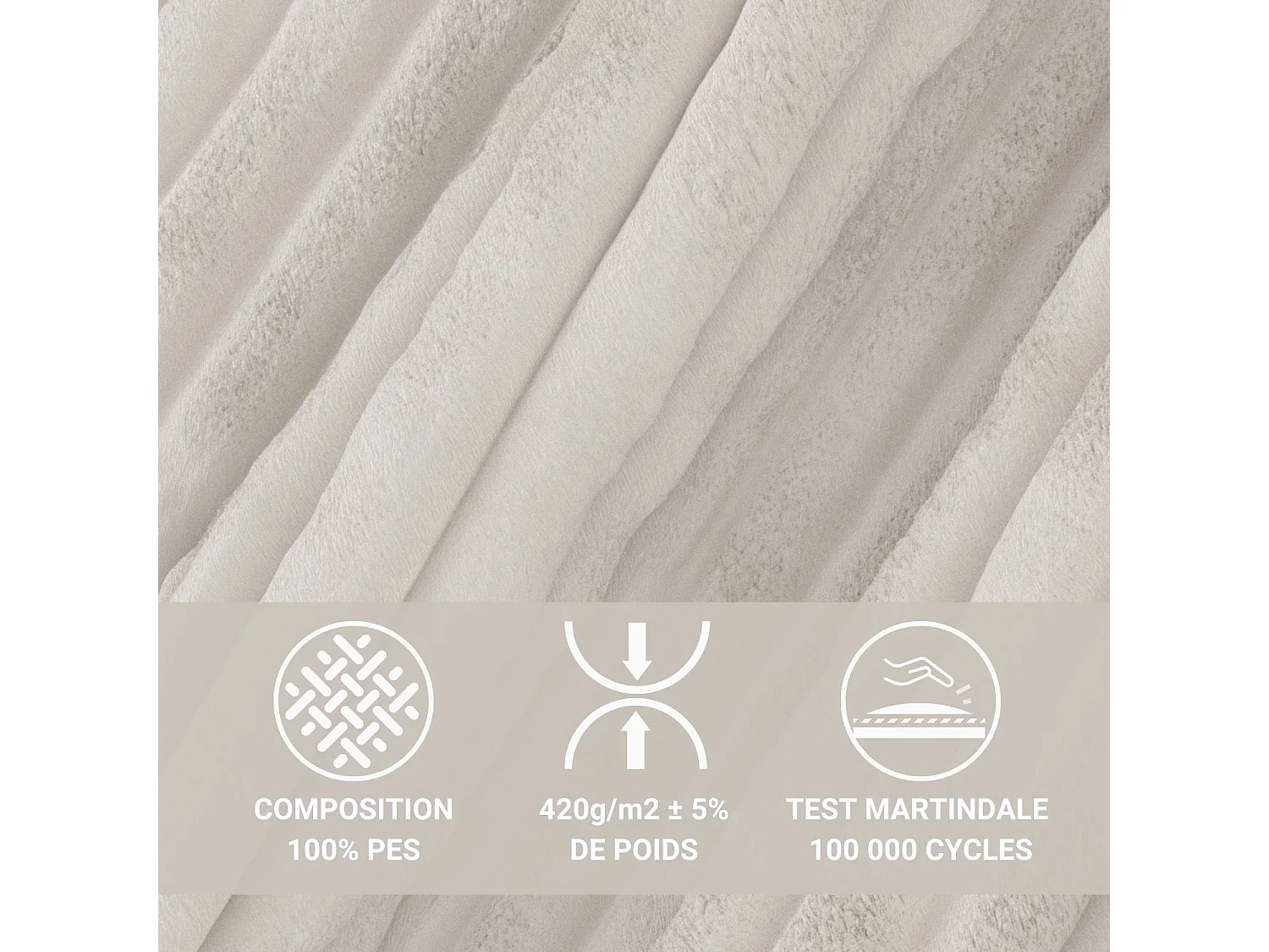 Canapé d'angle gauche 5 places en tissu en peluche creme MAZE