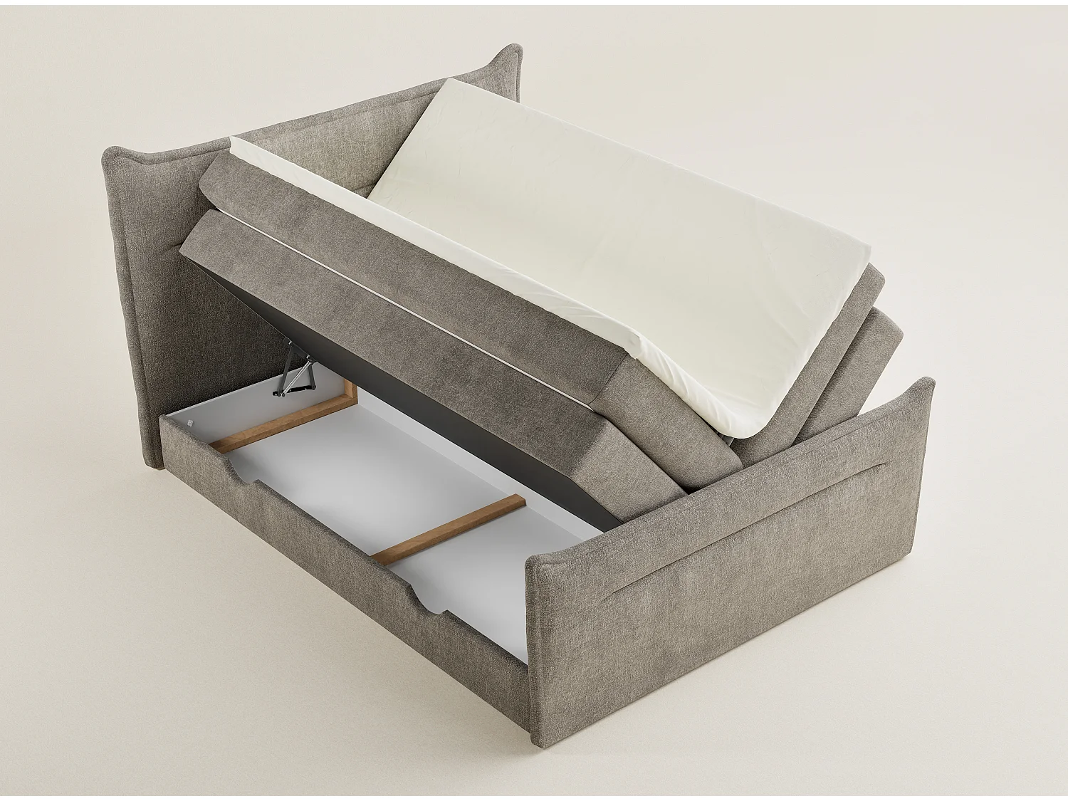 Boxspringbed met hoofdbord + matras + dekmatras - 180x200 cm - bruin - PELINO