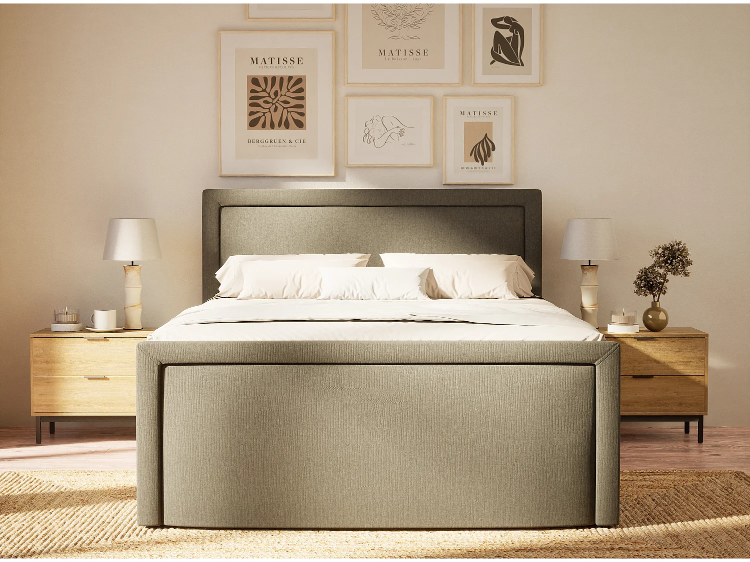 Boxspringbed met hoofdbord + matras + dekmatras - 160x200 cm - grafiet - FRESCO