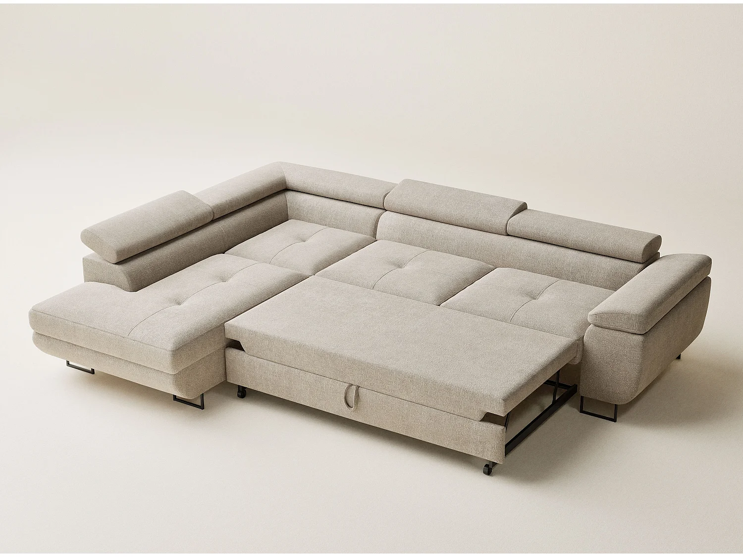 Hoekbank 4-zits met hoek links - van chenille stof - beige - CONCORD