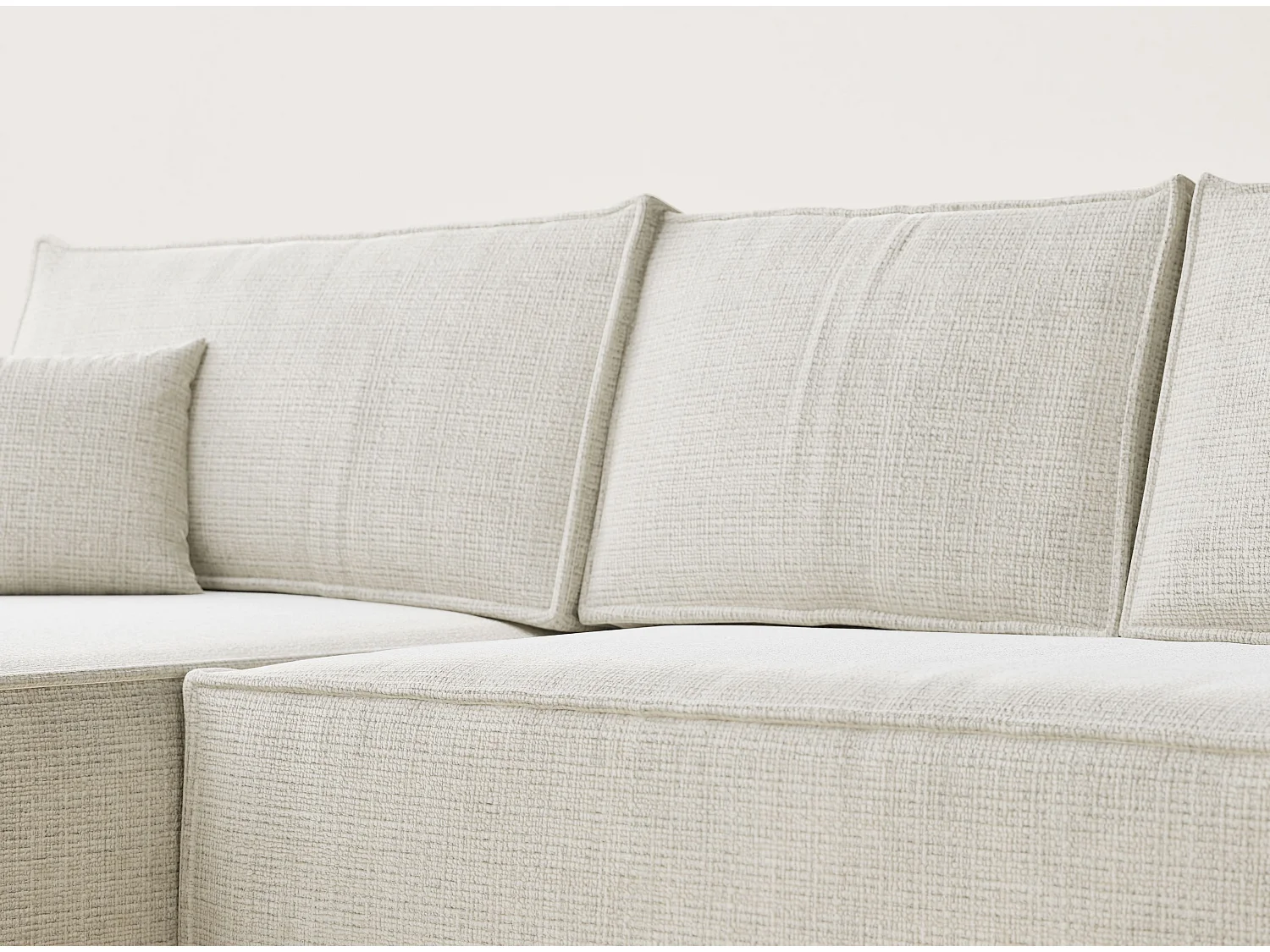 Narożnik lewostronny 5-osobowy rozkładany w tkaninie szenilowej - beżowoszary - MAZE