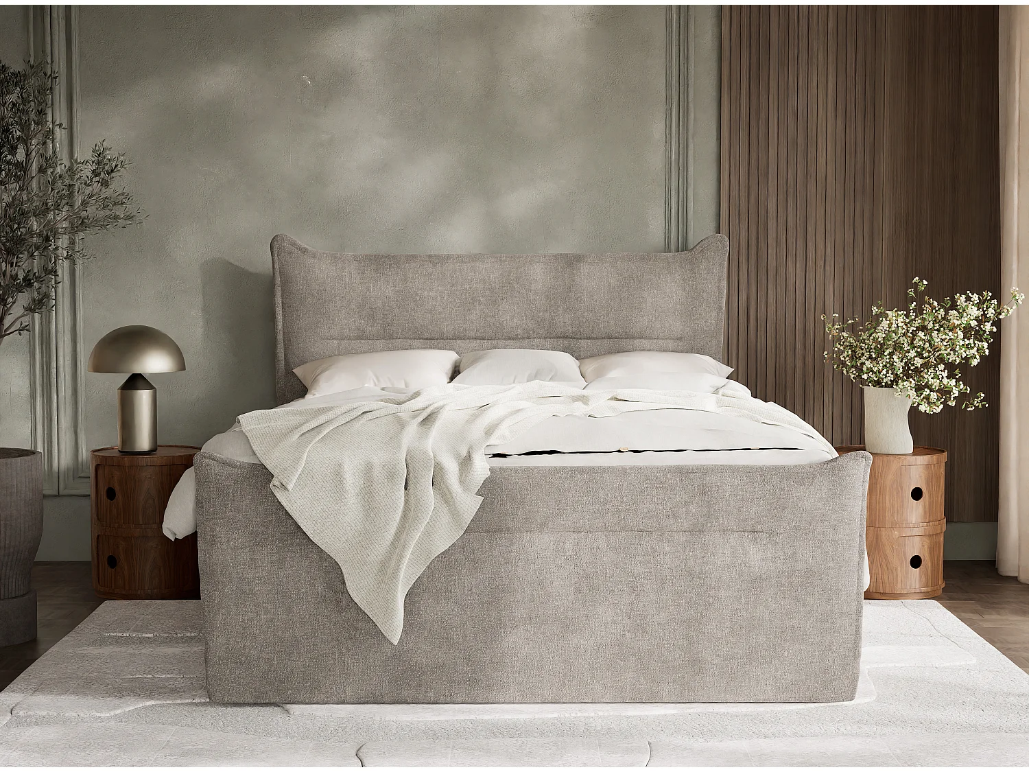 Boxspringbed met hoofdbord + matras + dekmatras - 160x200 cm - bruin - PELINO