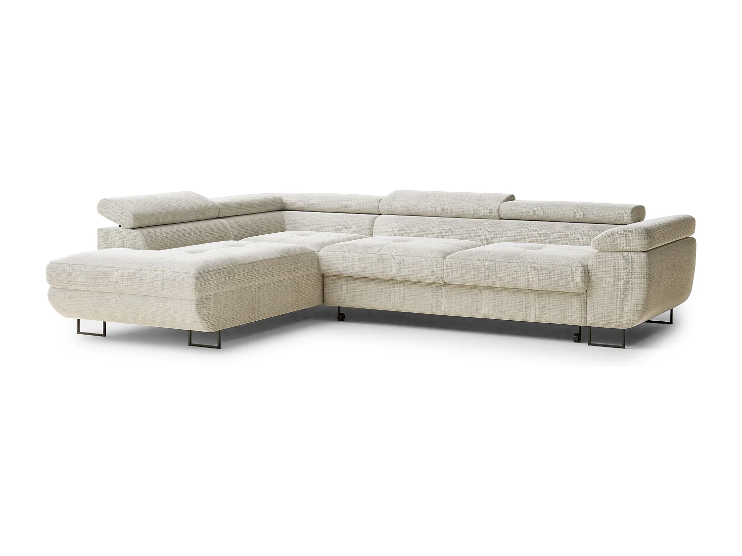 Narożnik lewostronny 4-osobowy rozkładany w tkaninie szenilowej - beżowoszary - CONCORD