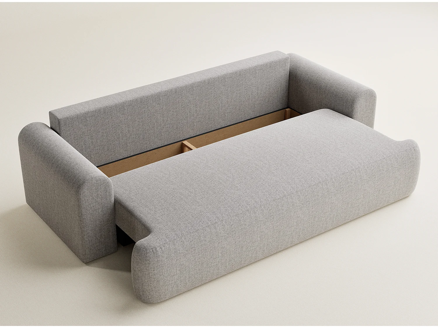 Canapé 3 places convertible en tissu tressé beige gris TOLUCA