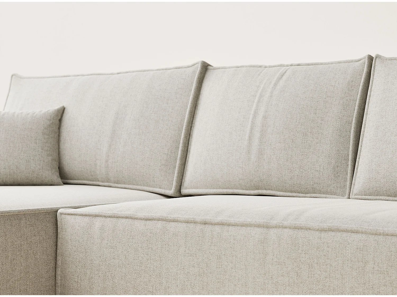 Narożnik lewostronny 5-osobowy rozkładany w tkaninie plecionej - beżowy - MAZE