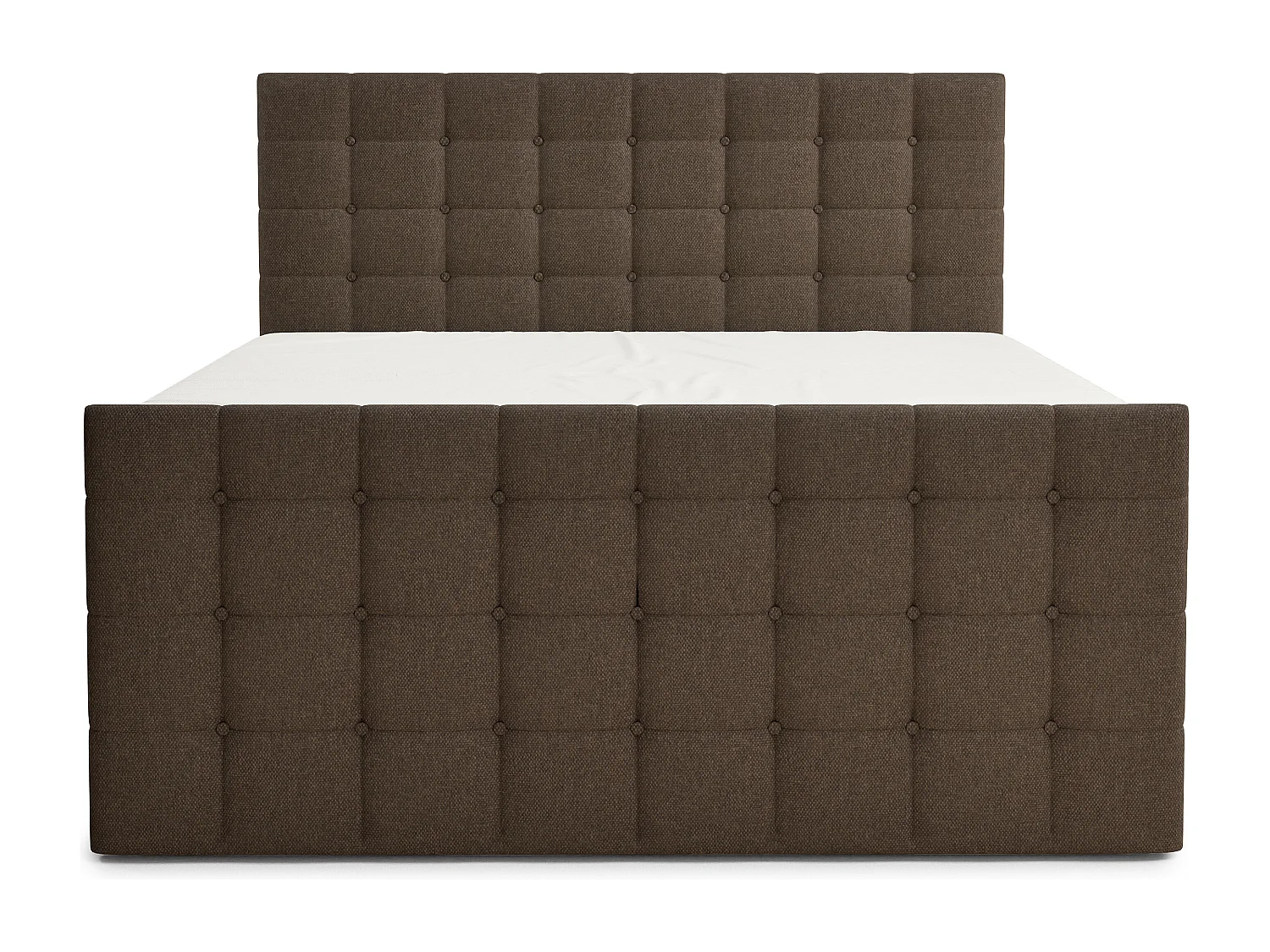 Boxspringbed met hoofdbord + matras + dekmatras - 200x200 cm - bruin - TASCA
