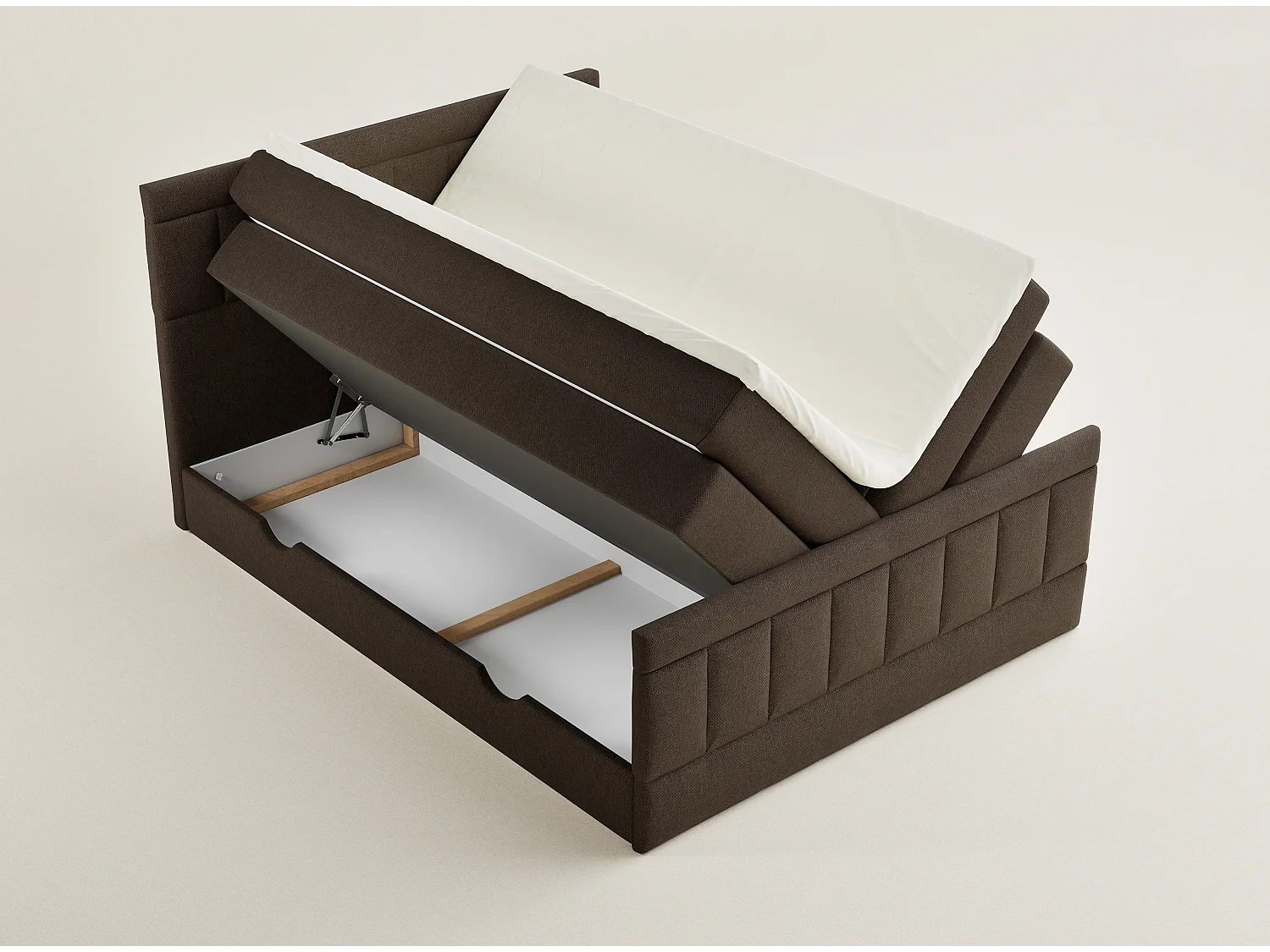 Boxspringbed met hoofdbord + matras + dekmatras - 200x200 cm - bruin - CAYA