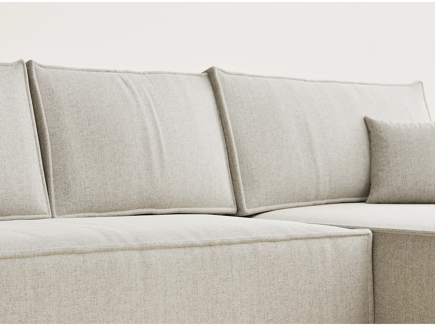 Narożnik prawostronny 5-osobowy rozkładany w tkaninie plecionej - beżowy - MAZE