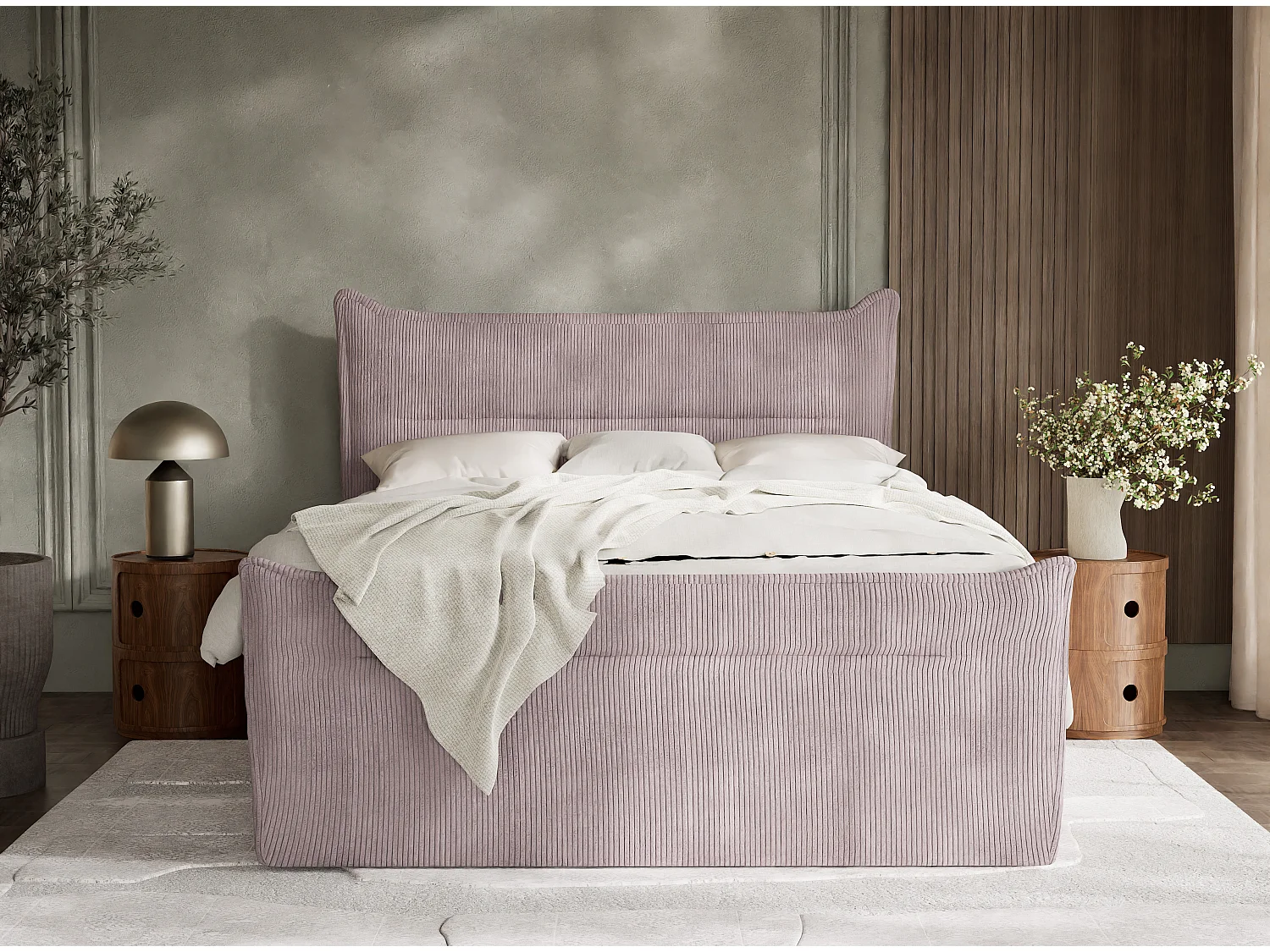 Boxspringbed met hoofdbord + matras + dekmatras - 140x200 cm - paars - PELINO