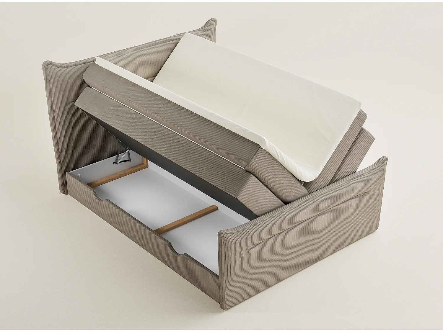 Boxspringbed met hoofdbord + matras + dekmatras - 160x200 cm - beige - PELINO