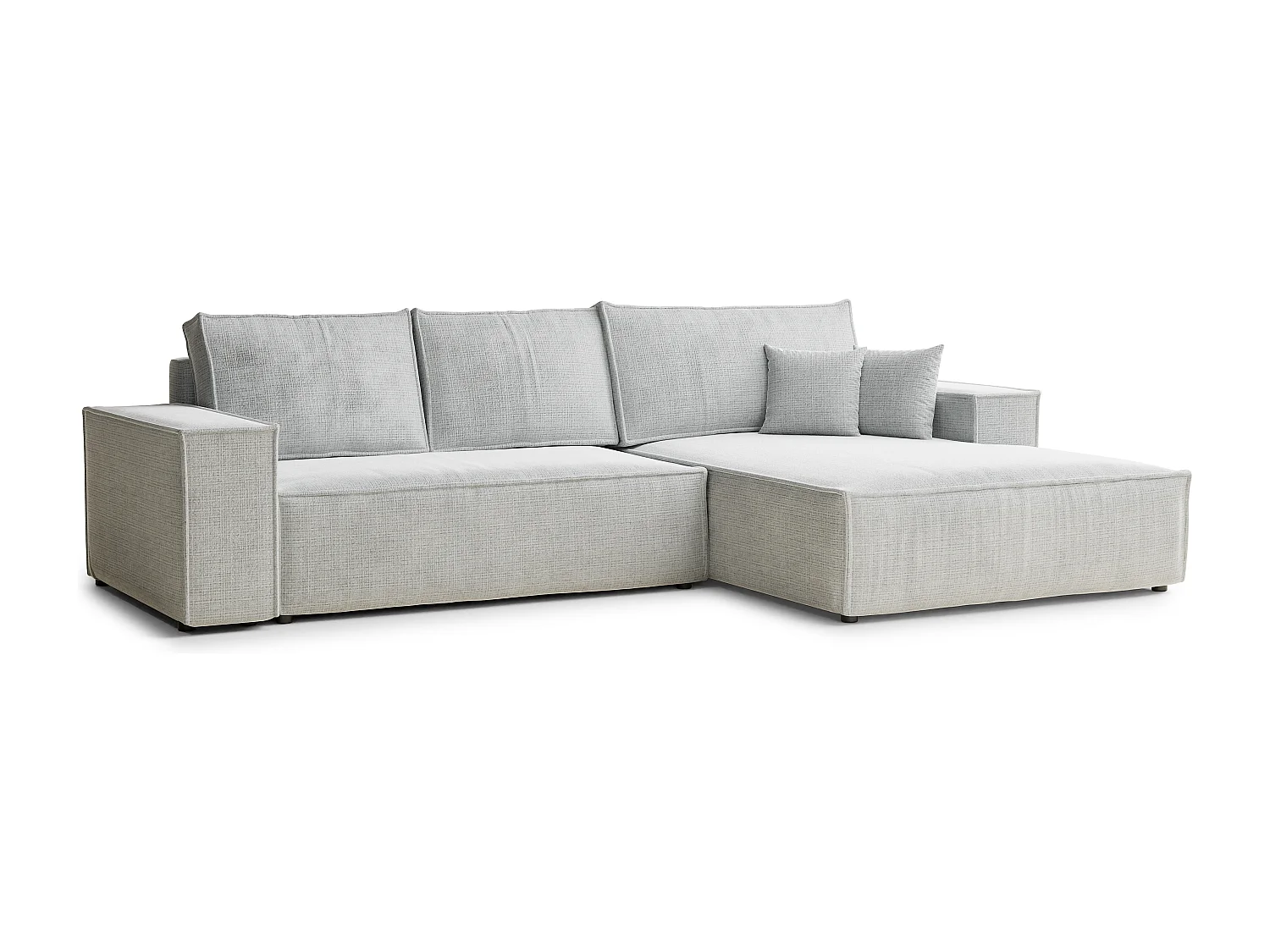 Narożnik prawostronny 5-osobowy rozkładany w tkaninie szenilowej - szary - MAZE