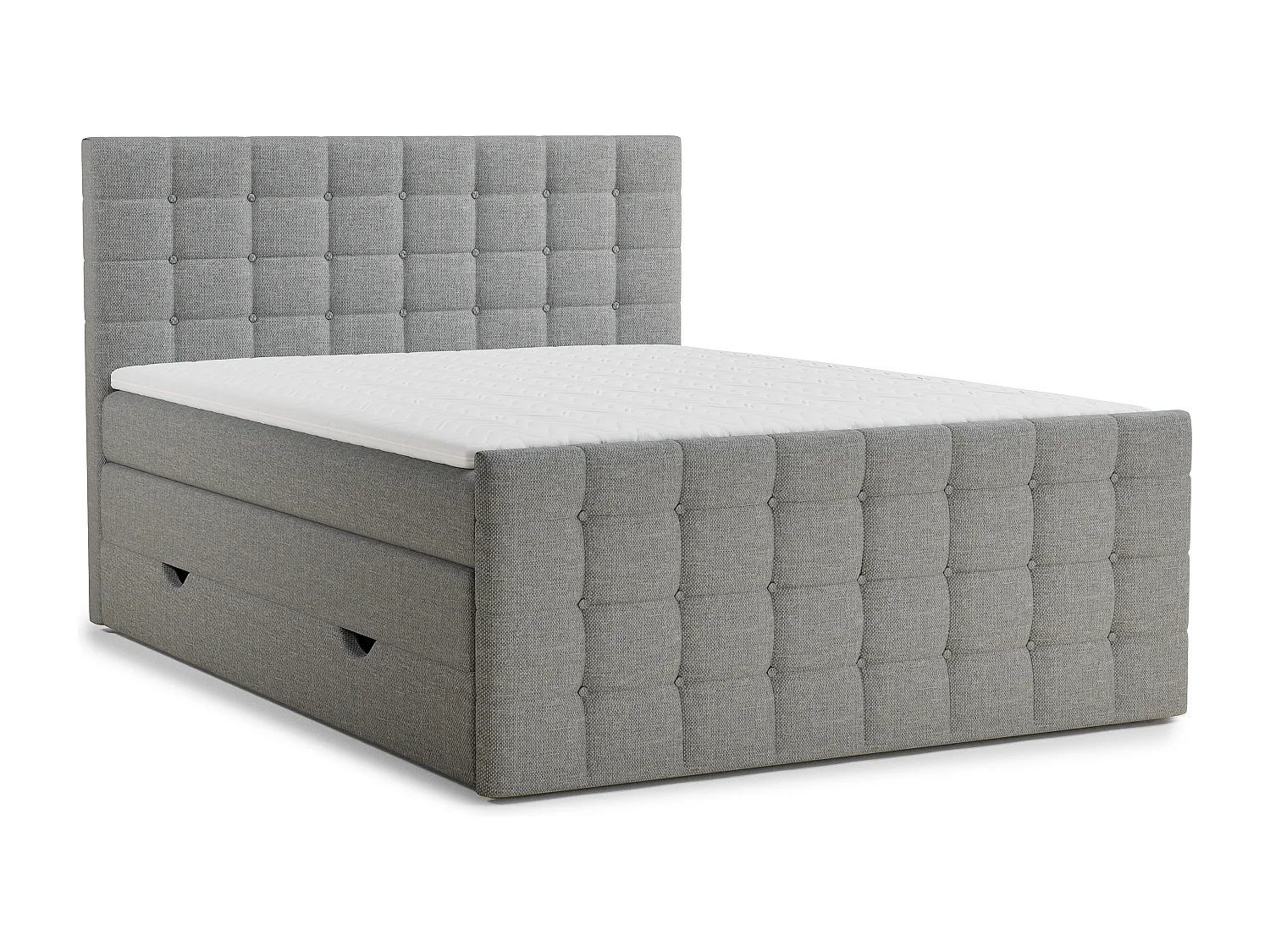Boxspringbed met hoofdbord + matras + dekmatras - 160x200 cm - grijs - TASCA