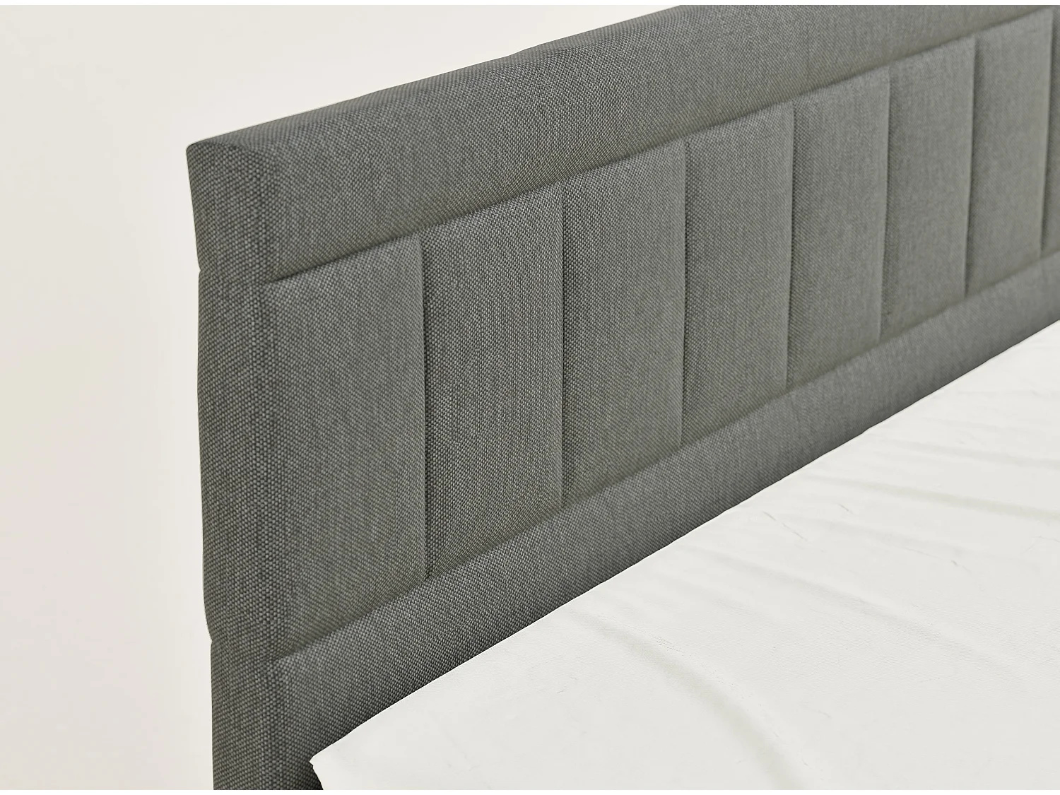 Boxspringbed met hoofdbord + matras + dekmatras - 140x200 cm - grafiet - CAYA