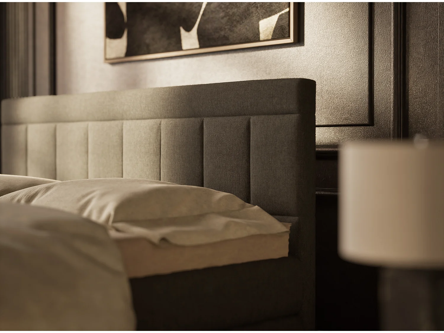 Boxspringbed met hoofdbord + matras + dekmatras - 140x200 cm - grafiet - CAYA