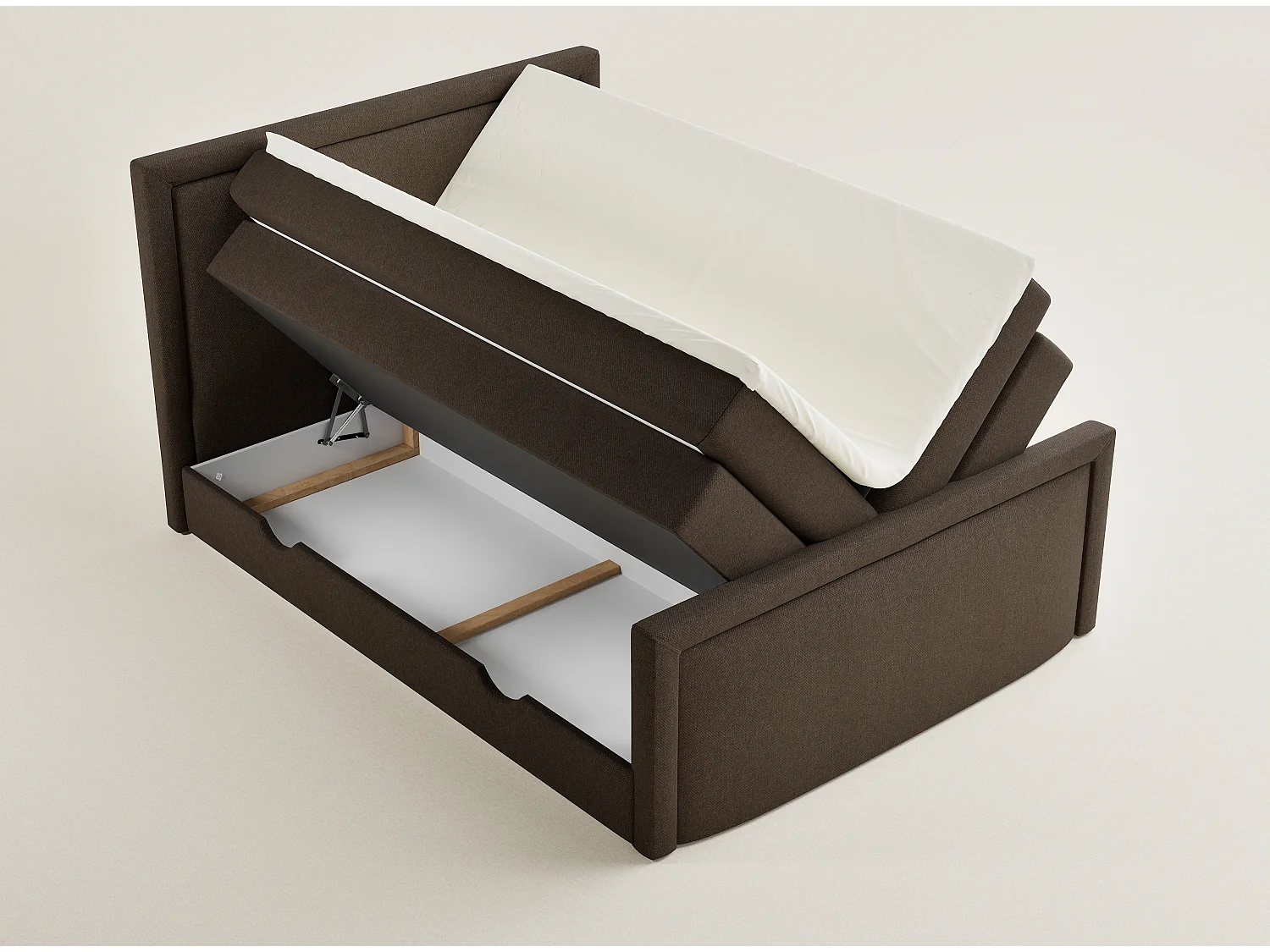 Boxspringbed met hoofdbord + matras + dekmatras - 180x200 cm - bruin - FRESCO