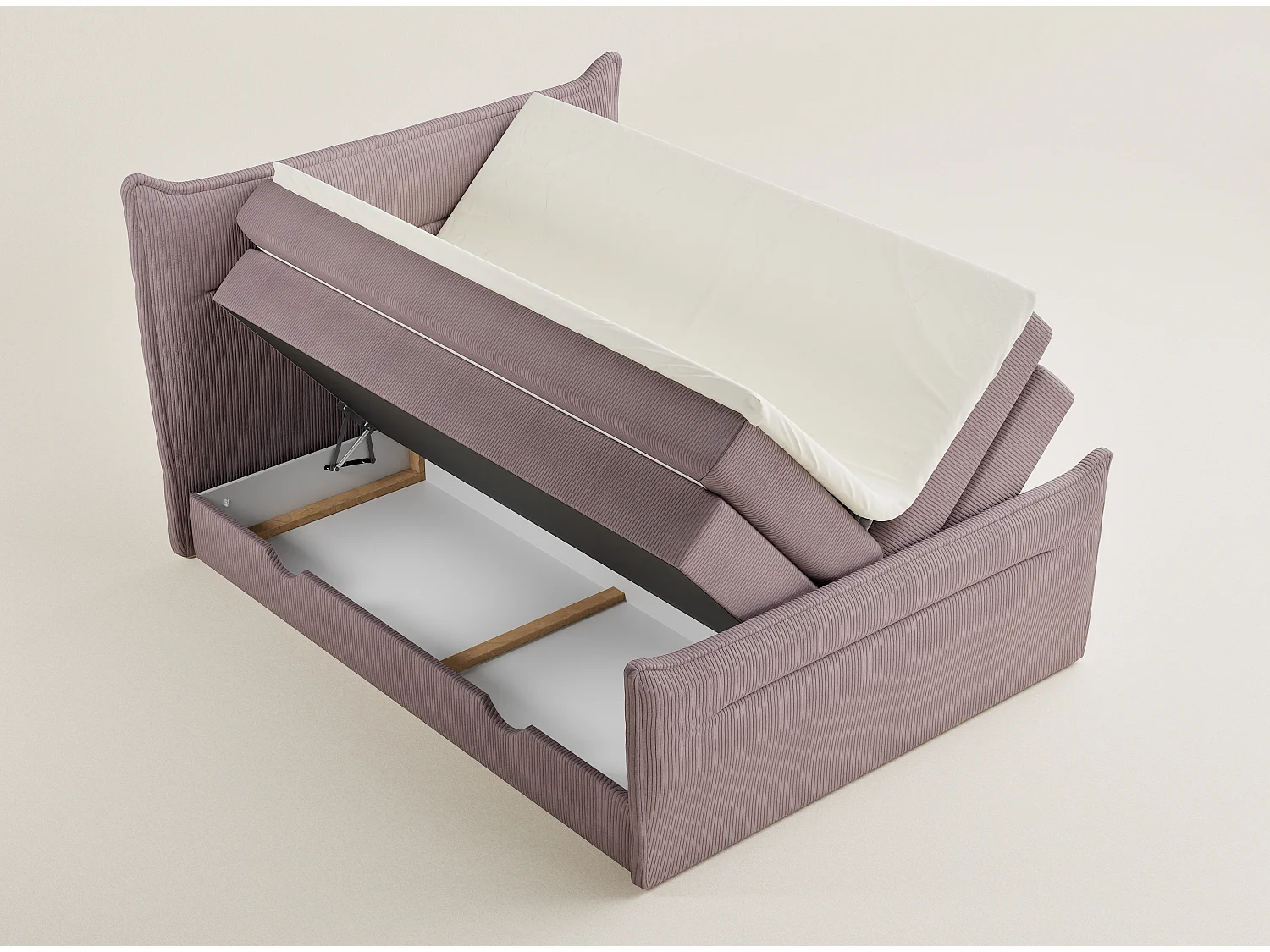 Boxspringbed met hoofdbord + matras + dekmatras - 160x200 cm - paars - PELINO