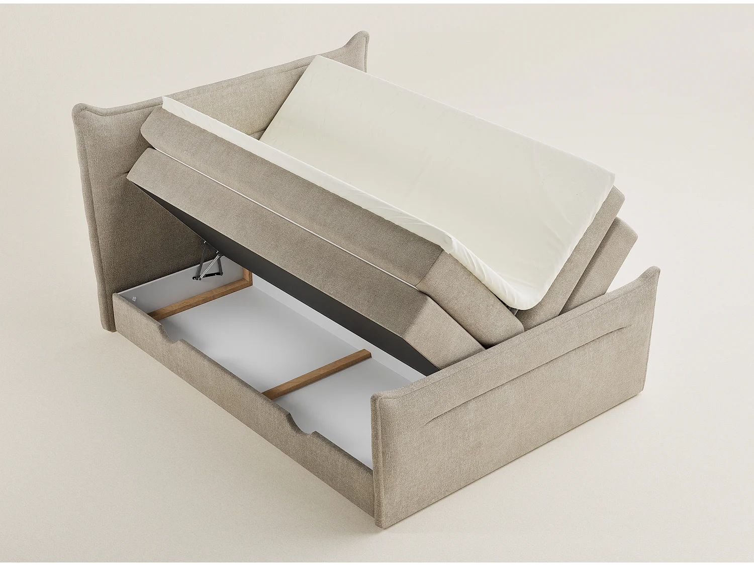 Boxspringbed met hoofdbord + matras + dekmatras - 180x200 cm - beige - PELINO
