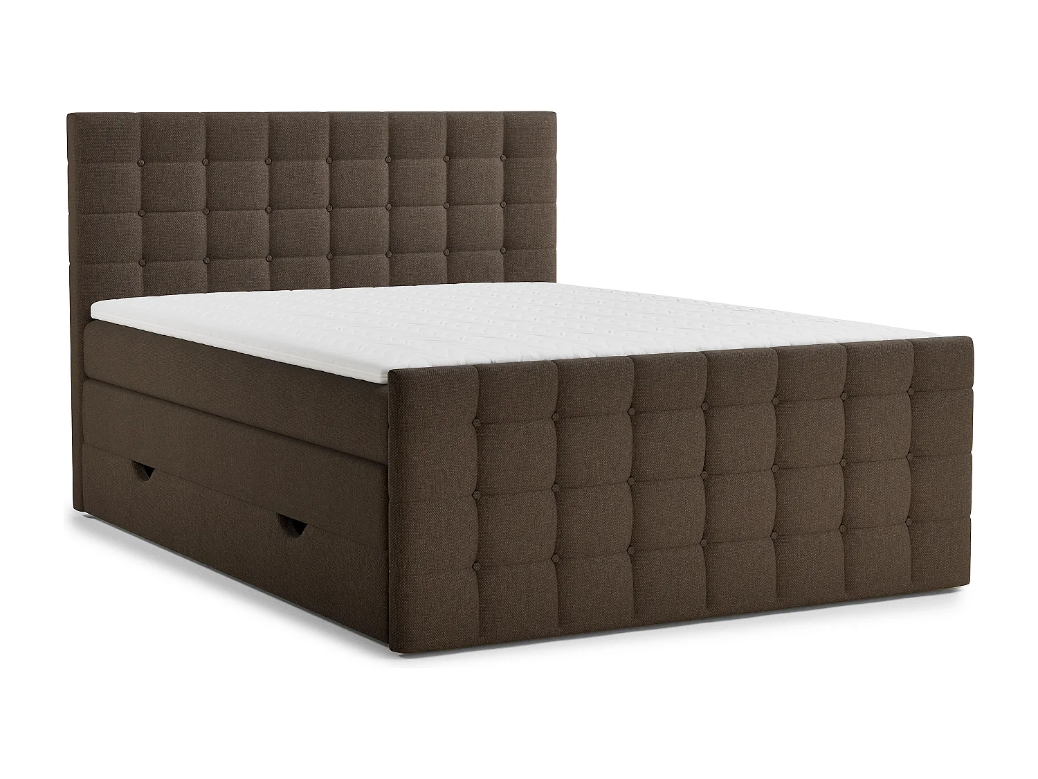 Boxspringbed met hoofdbord + matras + dekmatras - 140x200 cm - bruin - TASCA