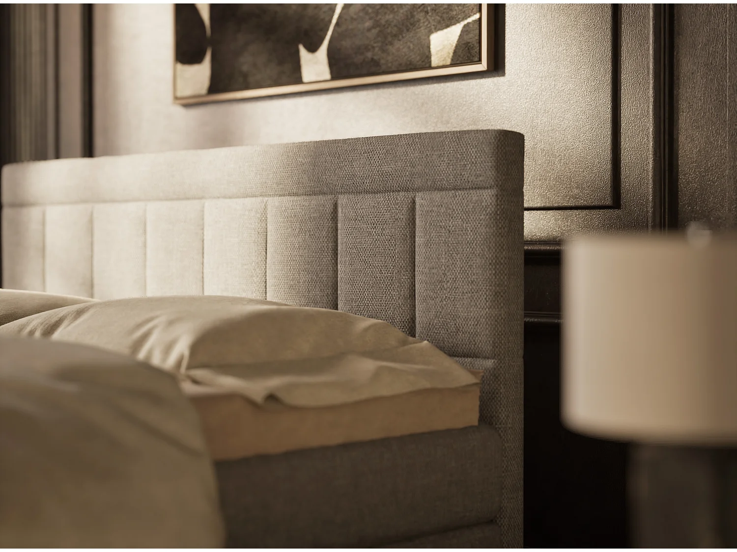 Boxspringbed met hoofdbord + matras + dekmatras - 160x200 cm - grijs - CAYA