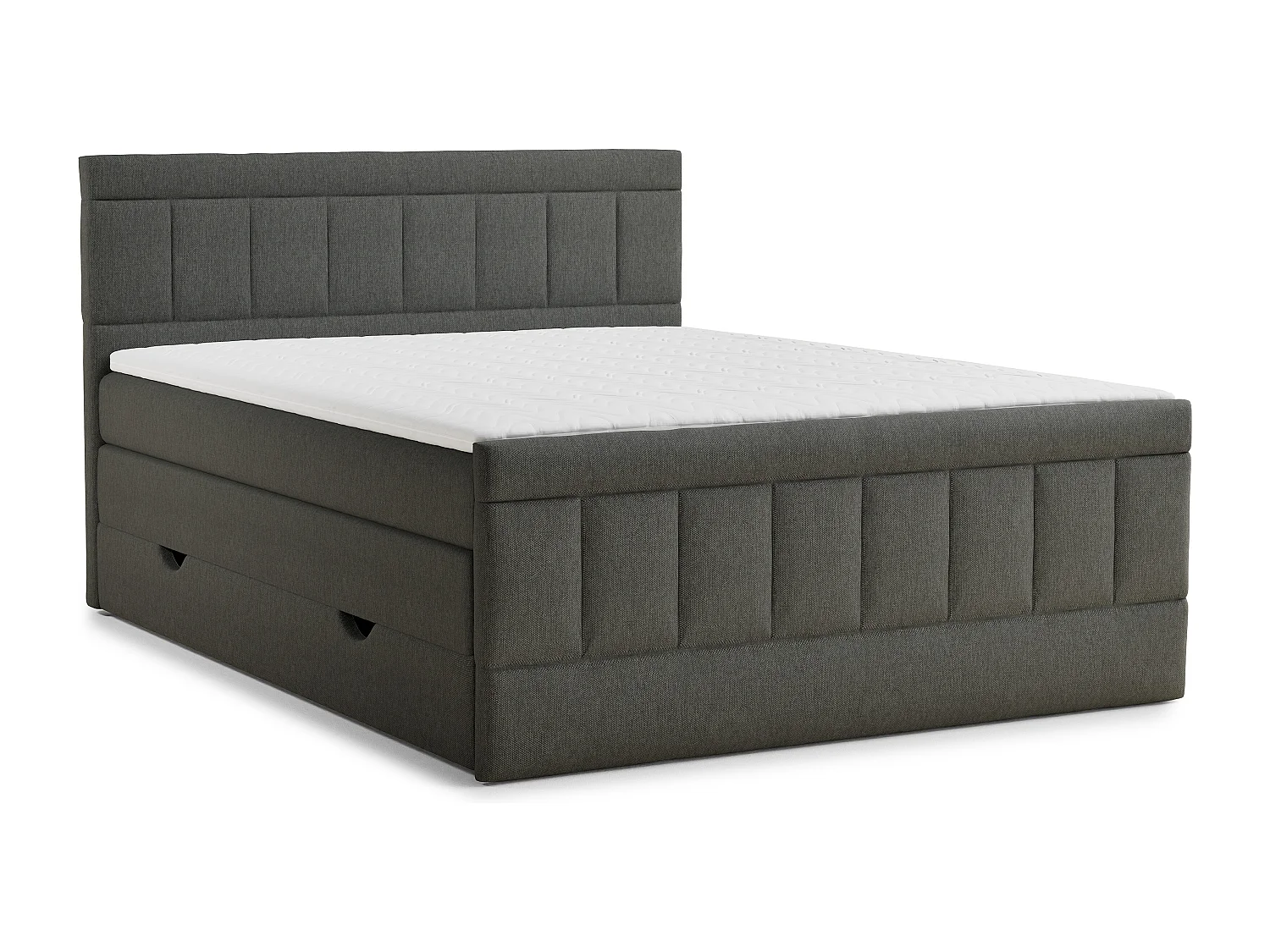 Boxspringbed met hoofdbord + matras + dekmatras - 160x200 cm - grafiet - CAYA