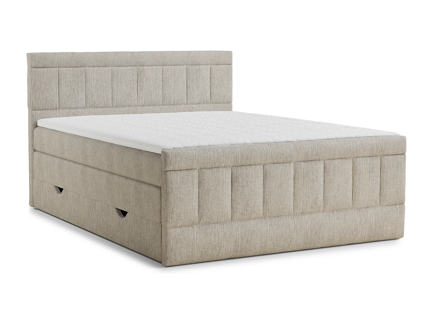 Boxspringbed met hoofdbord + matras + dekmatras - 160x200 cm - beige - CAYA