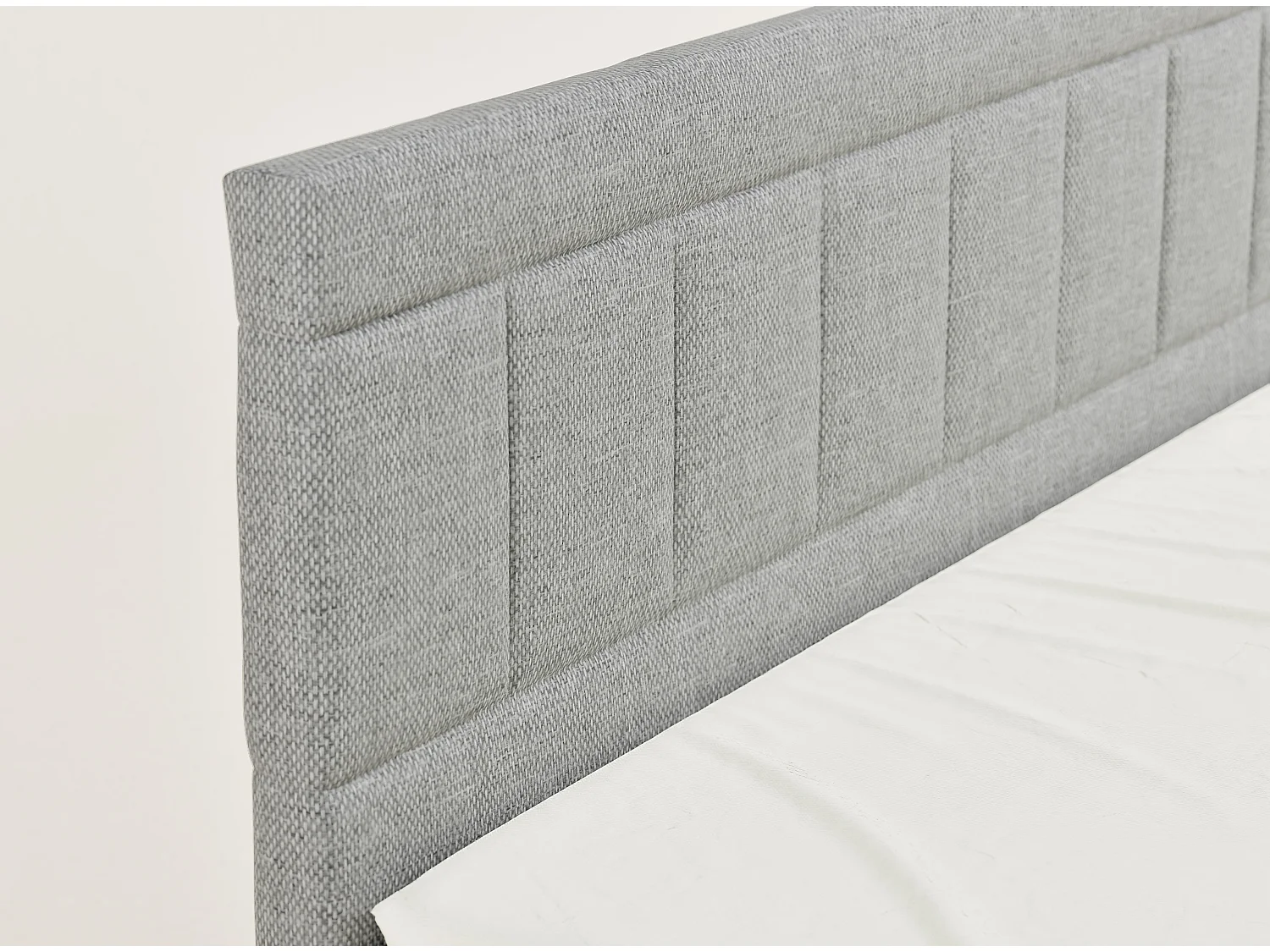 Boxspringbed met hoofdbord + matras + dekmatras - 180x200 cm - grijs - CAYA
