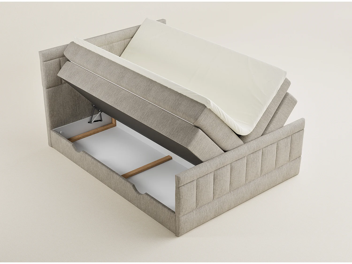 Boxspringbed met hoofdbord + matras + dekmatras - 140x200 cm - beige - CAYA