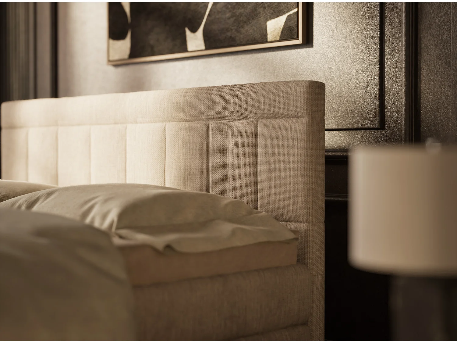 Boxspringbed met hoofdbord + matras + dekmatras - 140x200 cm - beige - CAYA