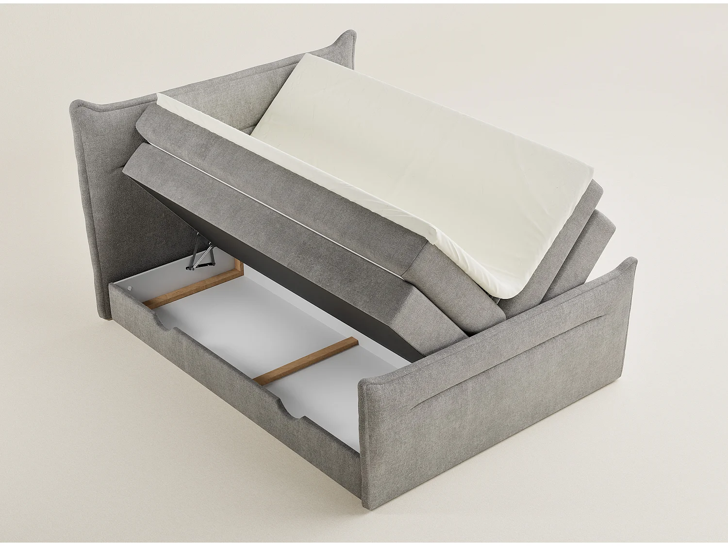 Boxspringbed met hoofdbord + matras + dekmatras - 140x200 cm - beige grijs - PELINO