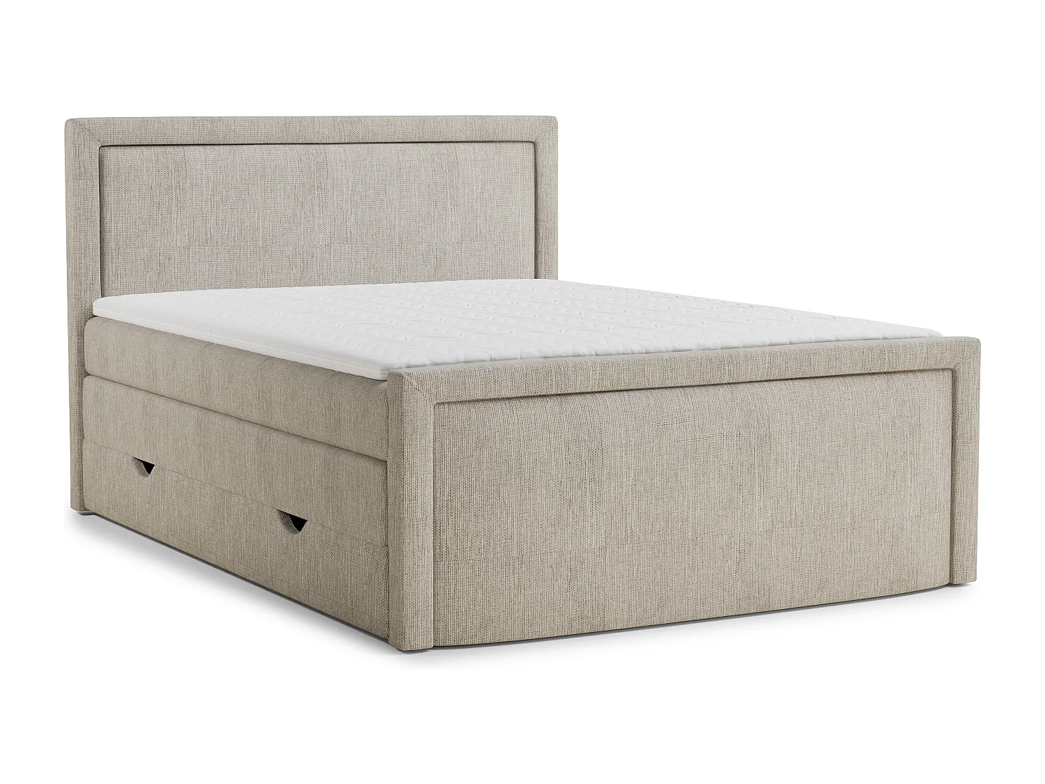 Boxspringbed met hoofdbord + matras + dekmatras - 160x200 cm - beige - FRESCO