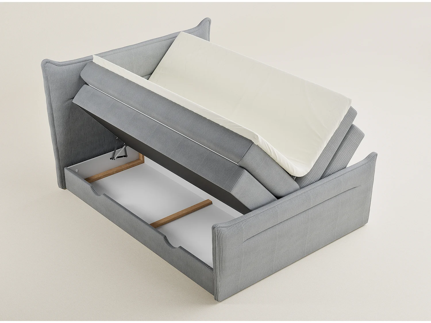Boxspringbed met hoofdbord + matras + dekmatras - 160x200 cm - lichtgrijs - PELINO