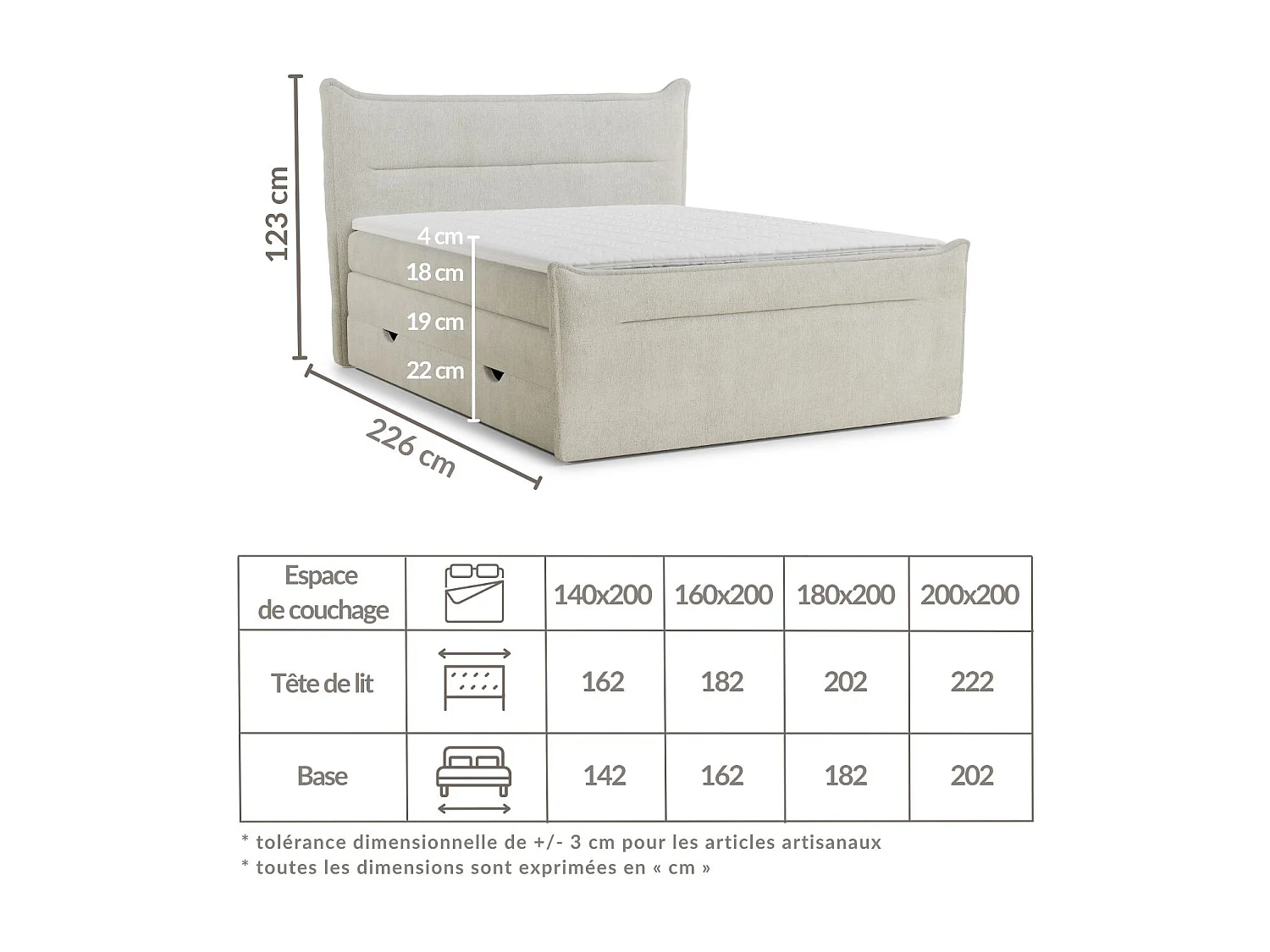 Boxspringbed met hoofdbord + matras + dekmatras - 200x200 cm - bruin - PELINO