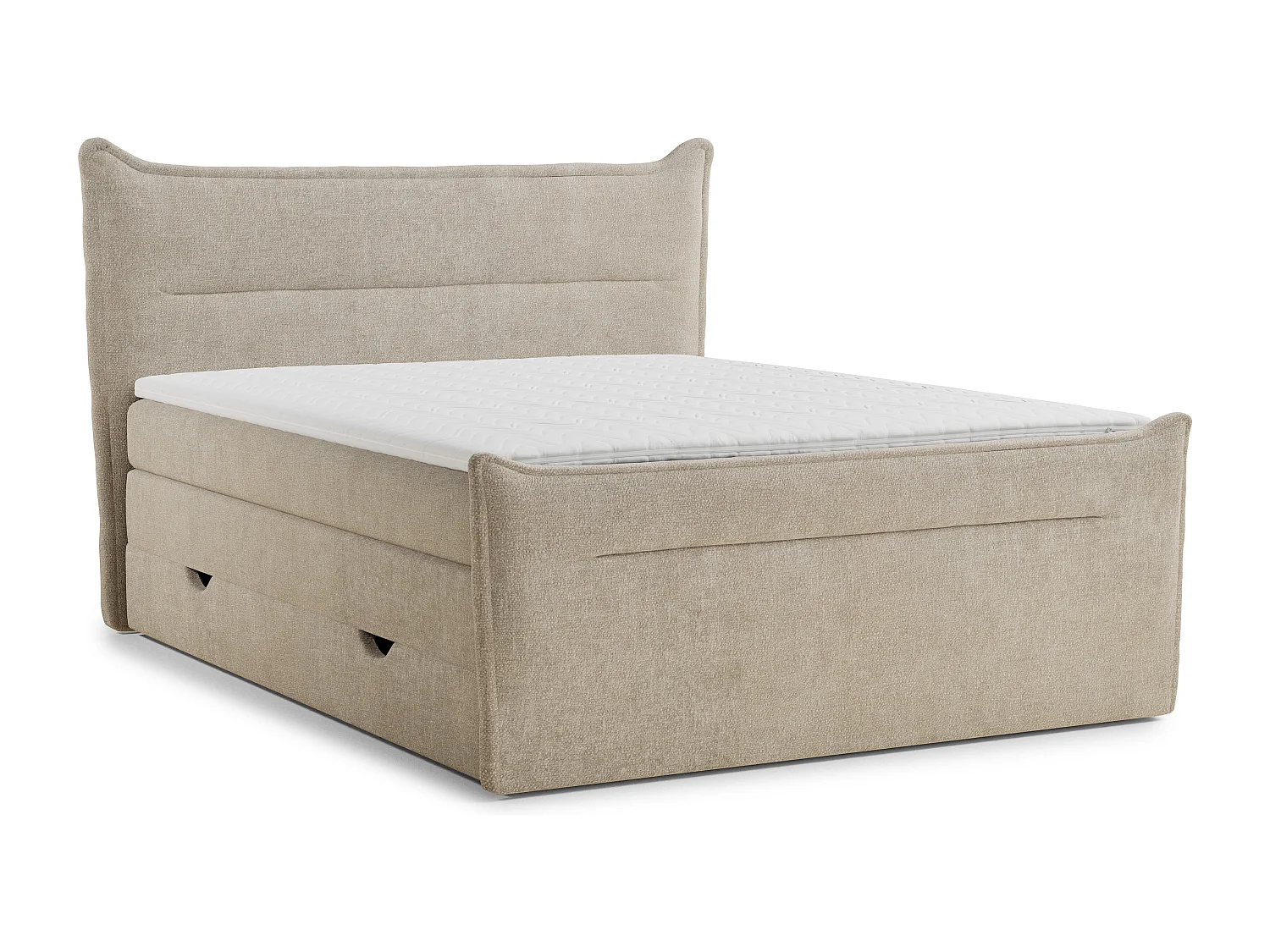 Boxspringbed met hoofdbord + matras + dekmatras - 160x200 cm - beige - PELINO